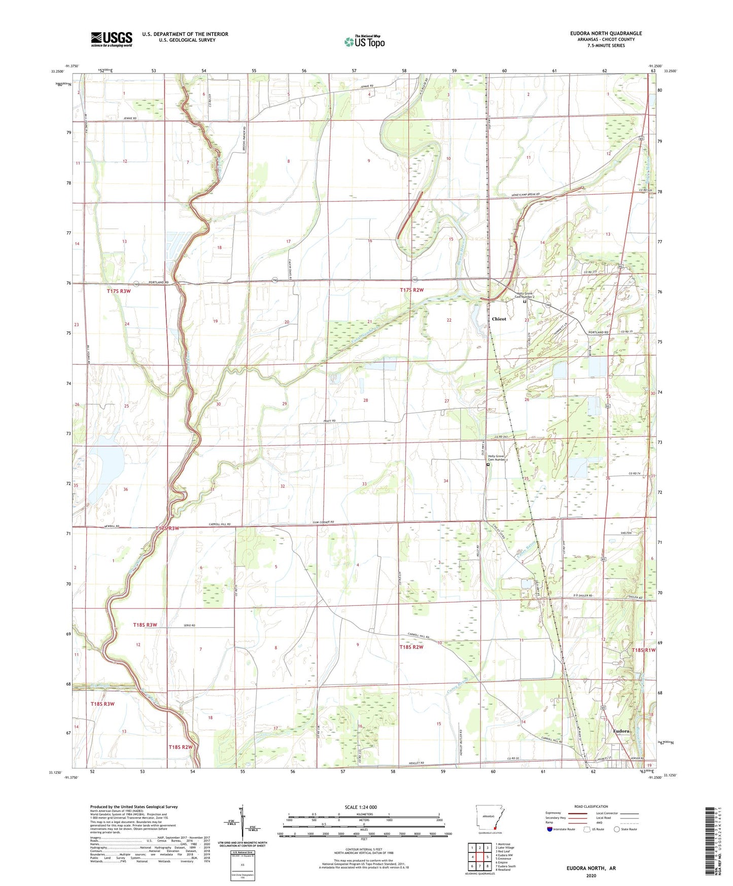 Eudora North Arkansas US Topo Map Image