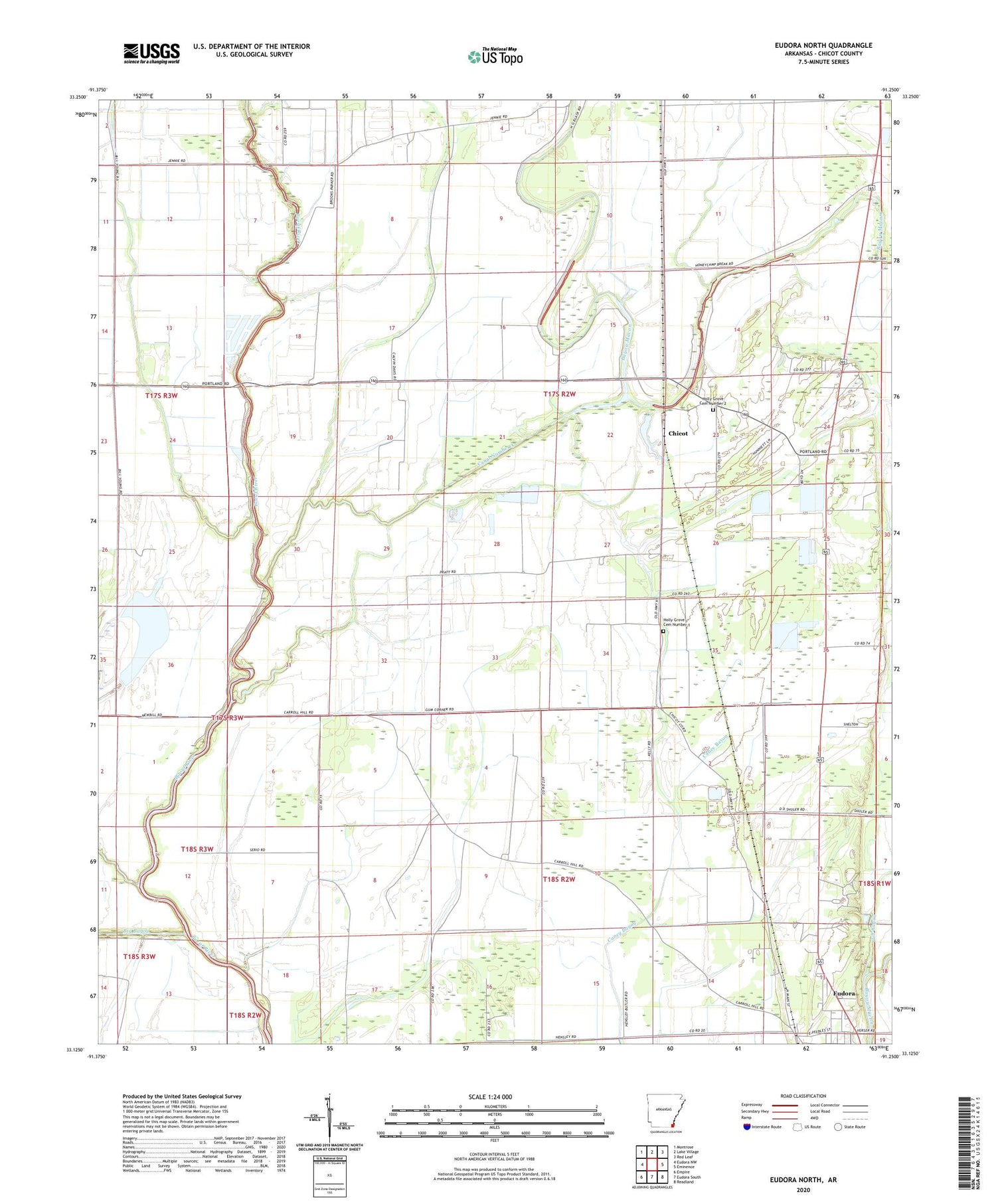 Eudora North Arkansas US Topo Map Image