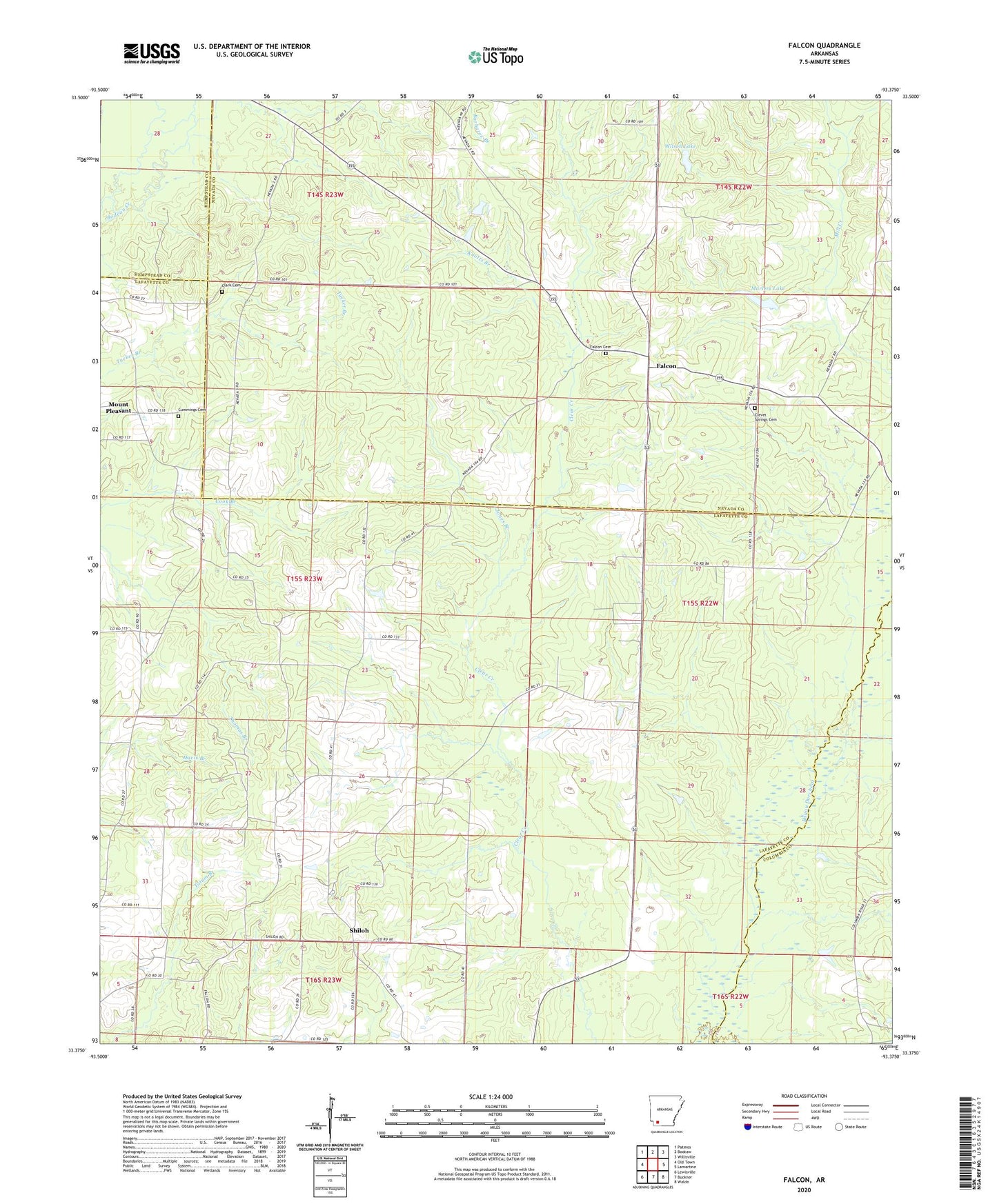 Falcon Arkansas US Topo Map Image