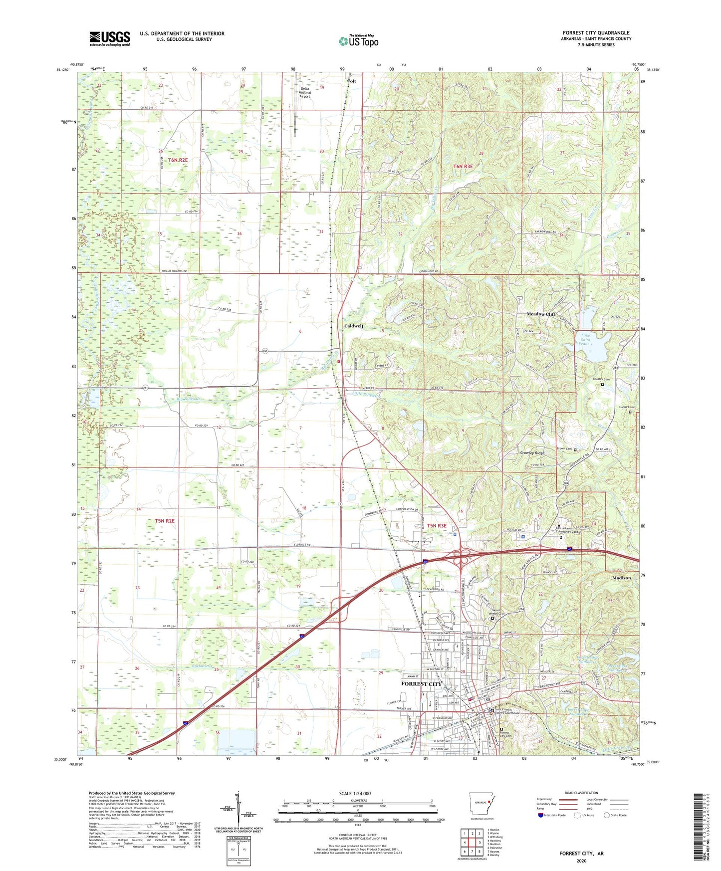 Forrest City Arkansas US Topo Map Image