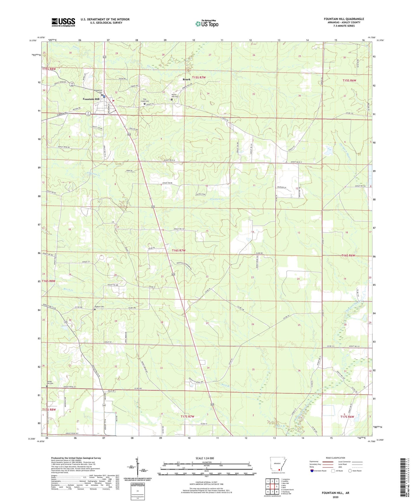 Fountain Hill Arkansas US Topo Map Image