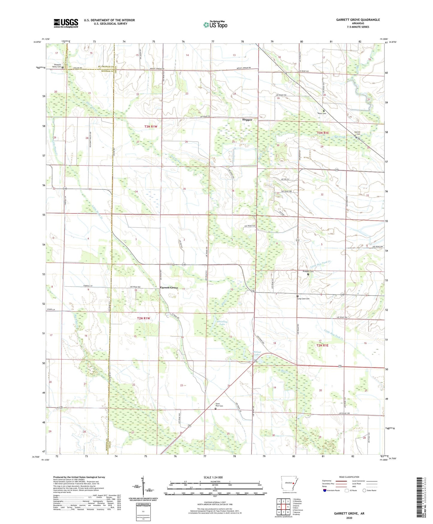 Garrett Grove Arkansas US Topo Map Image