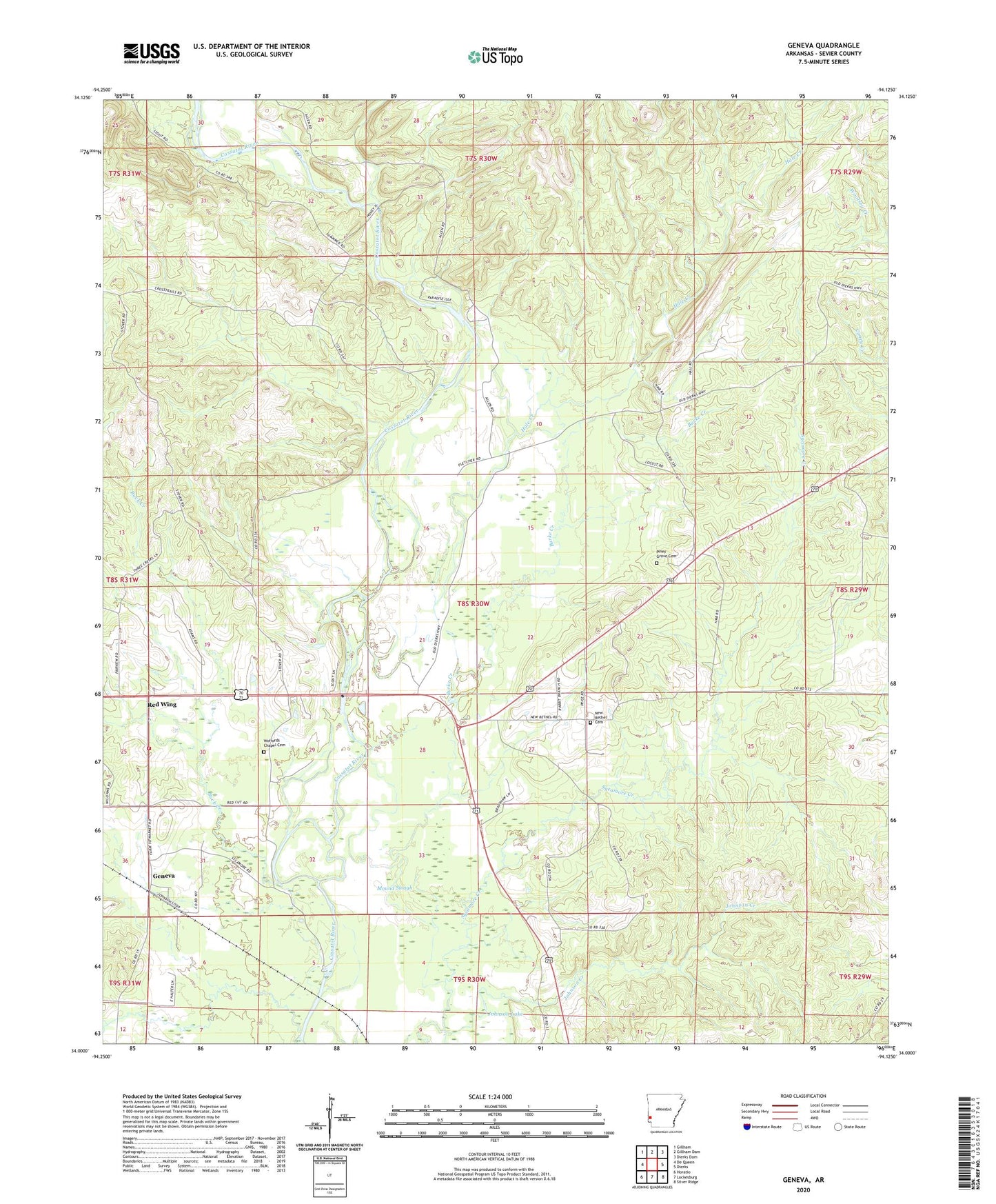 Geneva Arkansas US Topo Map Image