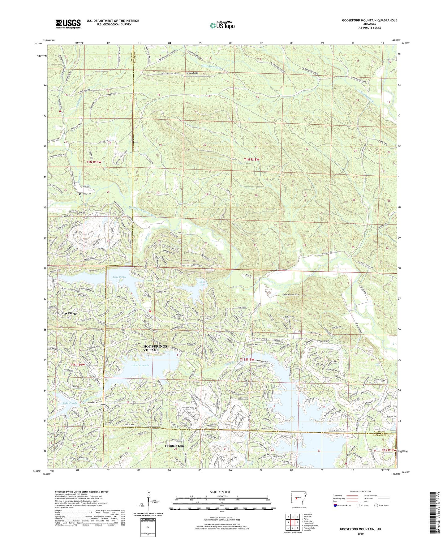 Goosepond Mountain Arkansas US Topo Map Image