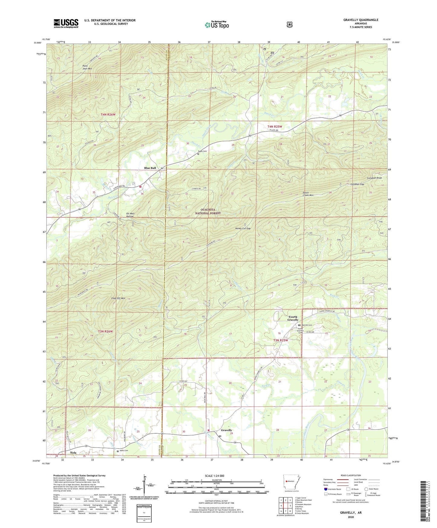 Gravelly Arkansas US Topo Map Image