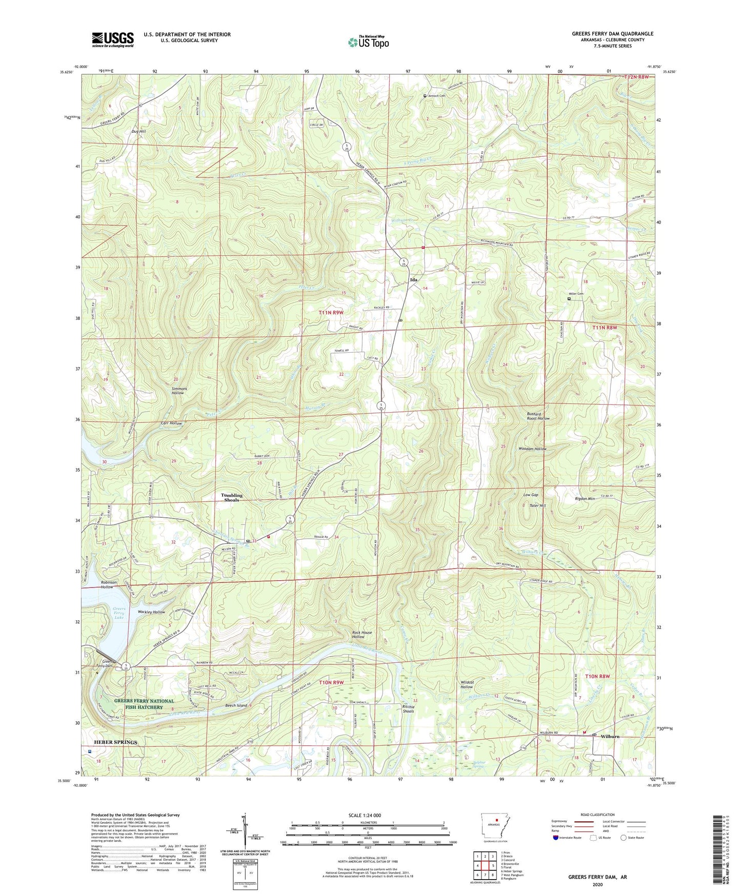Greers Ferry Dam Arkansas US Topo Map Image