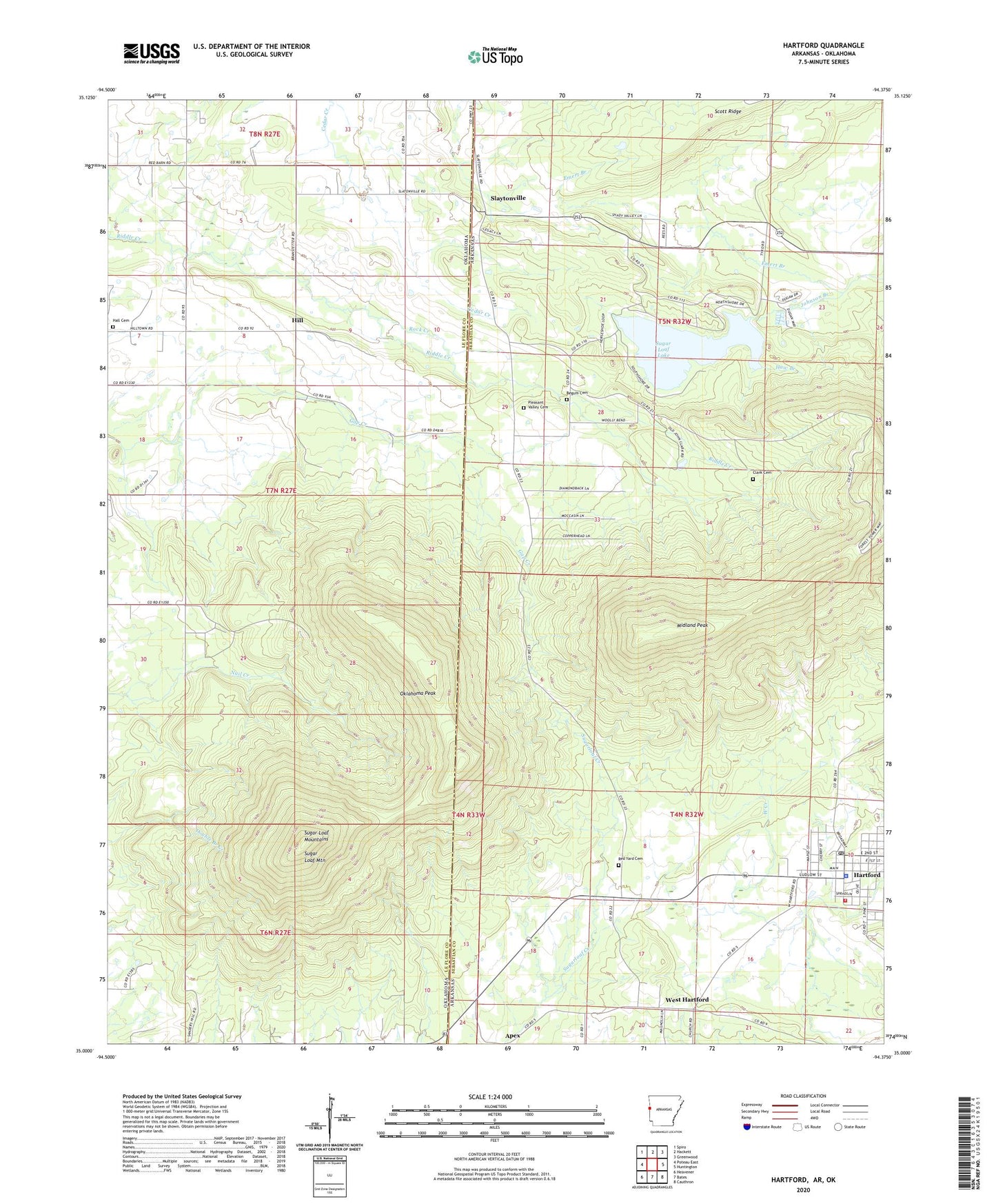 Hartford Arkansas US Topo Map Image