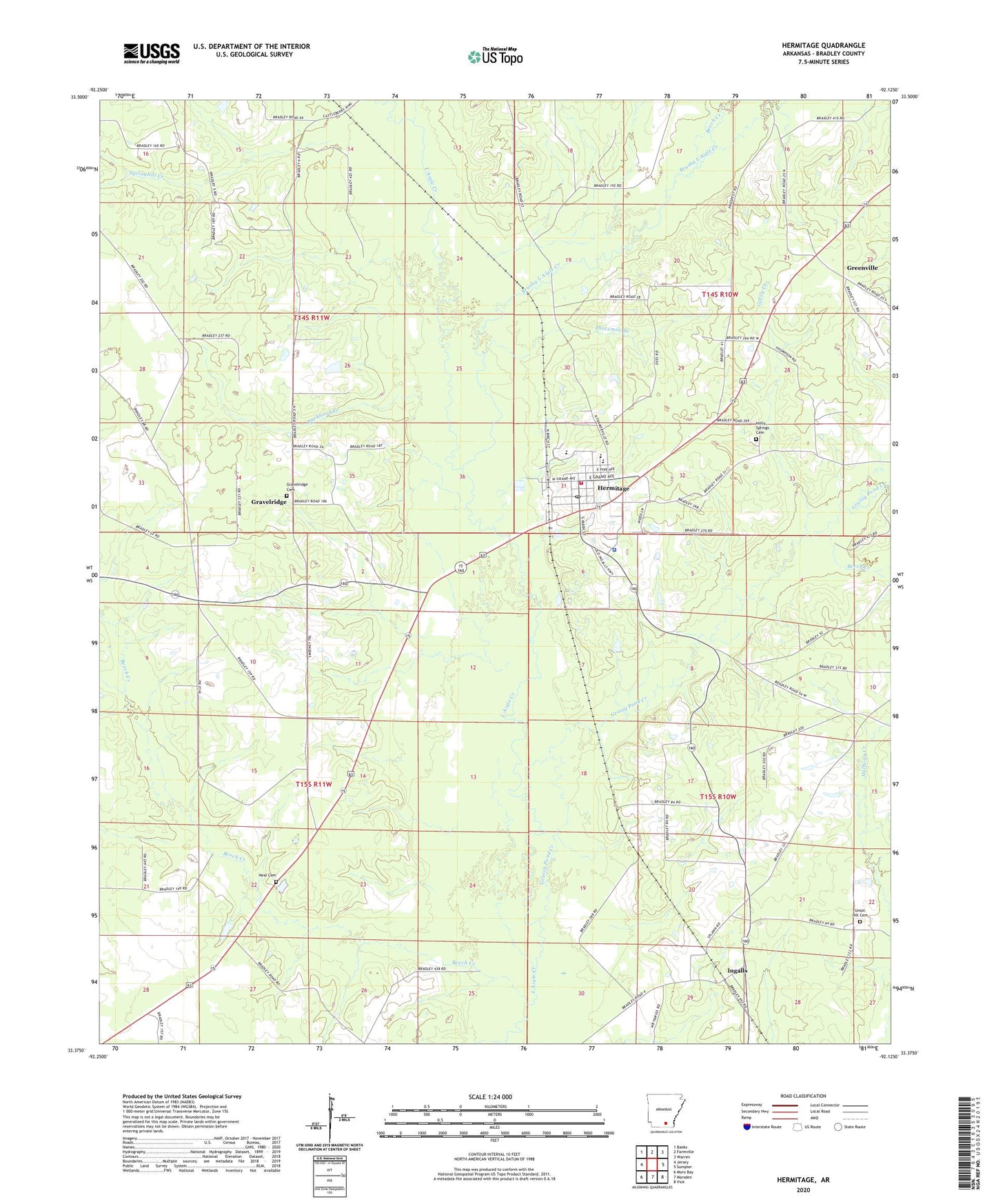 Hermitage Arkansas US Topo Map Image