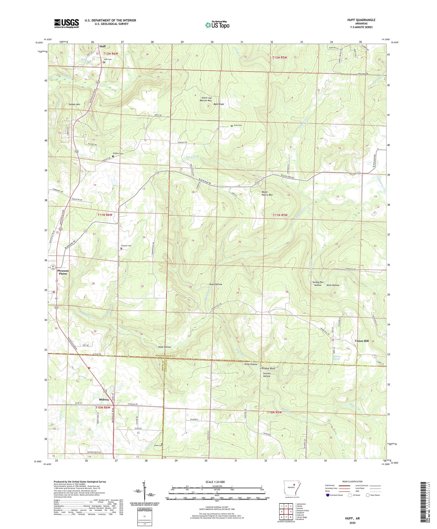 Huff Arkansas US Topo Map Image
