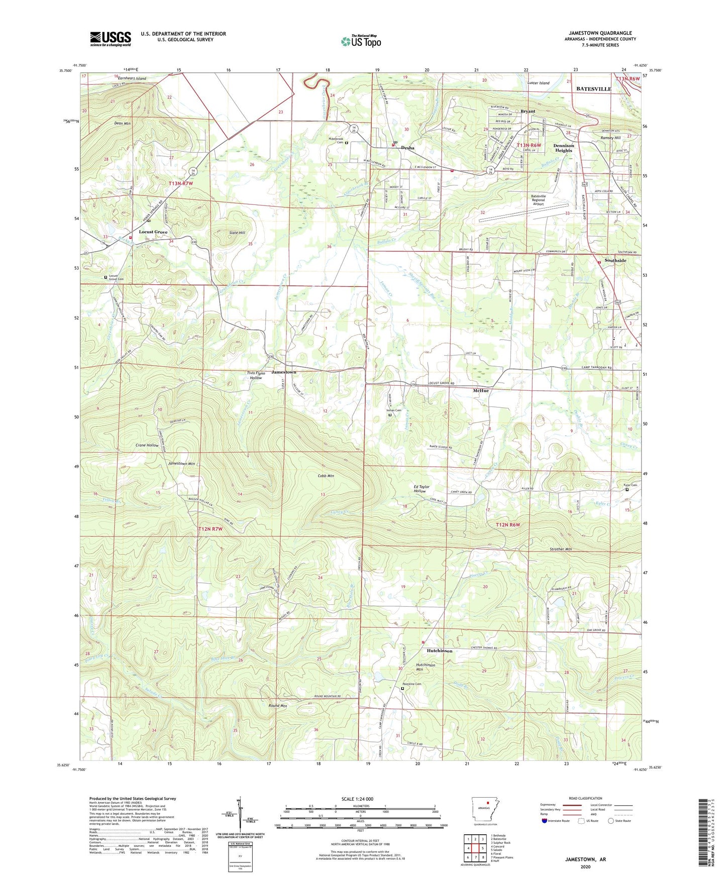 Jamestown Arkansas US Topo Map Image