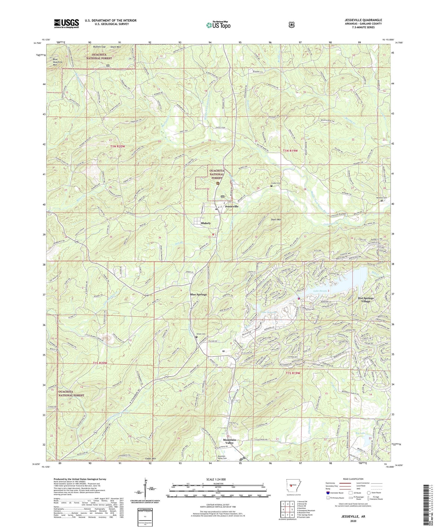 Jessieville Arkansas US Topo Map Image