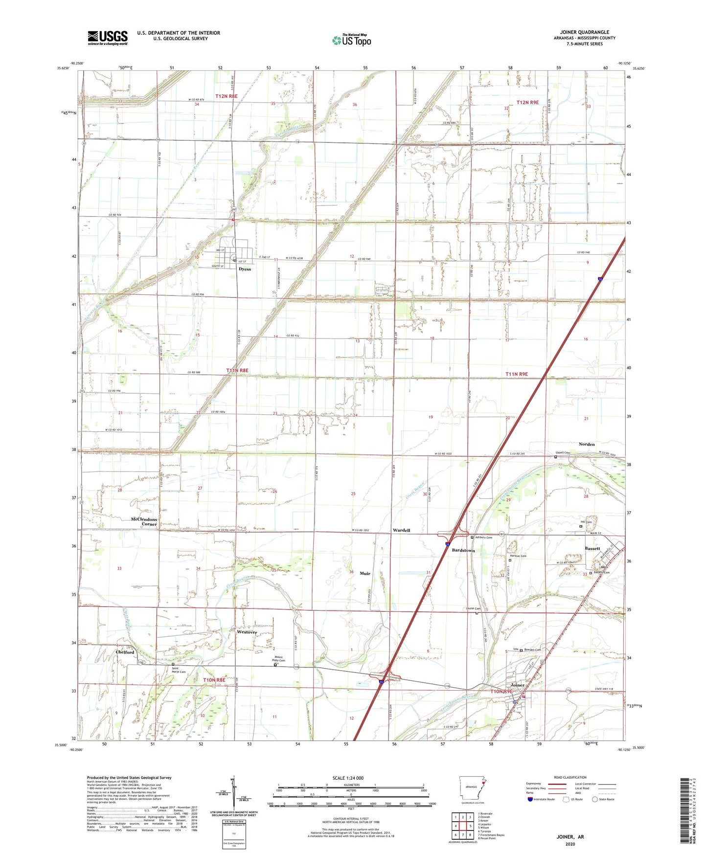 Joiner Arkansas US Topo Map Image