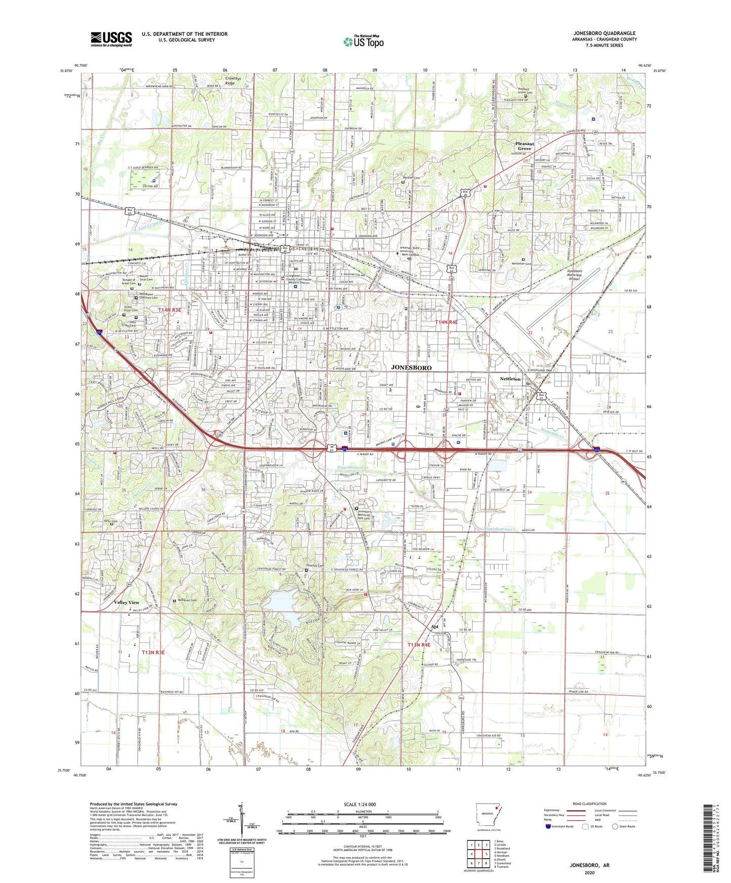 Jonesboro Arkansas US Topo Map Image