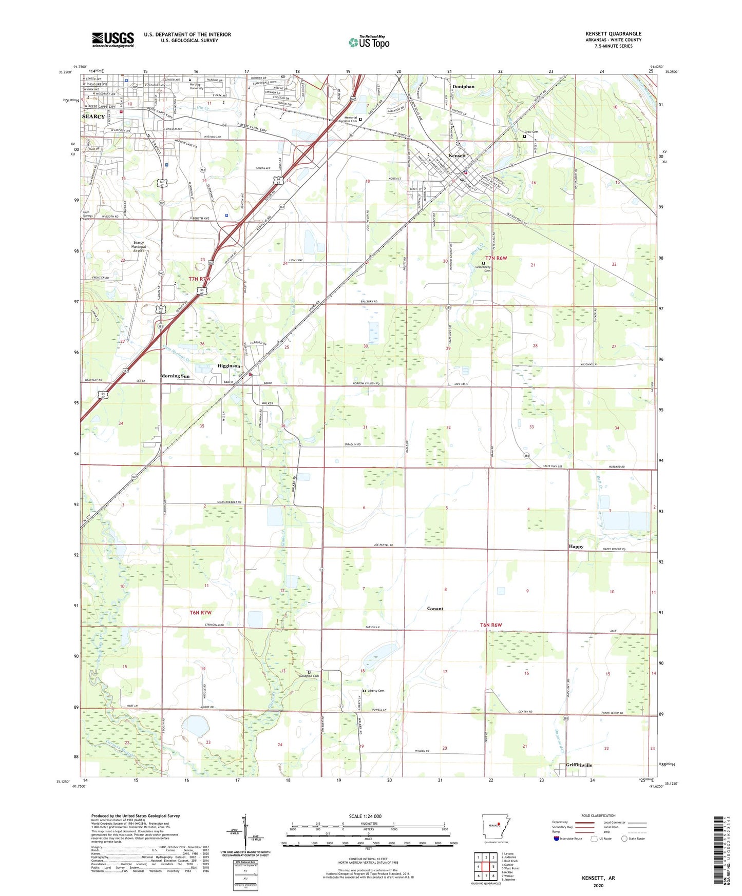 Kensett Arkansas US Topo Map Image