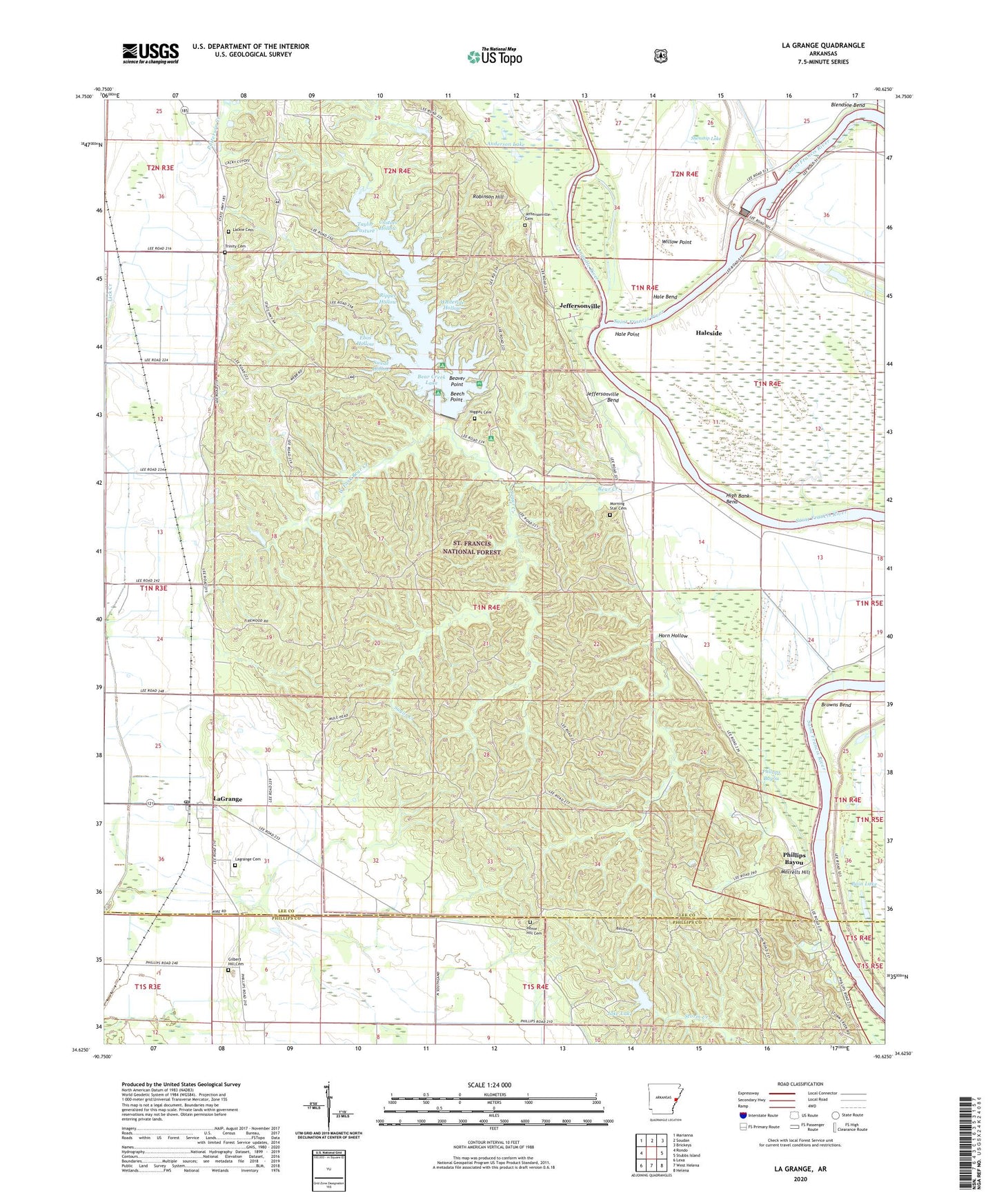 La Grange Arkansas US Topo Map Image