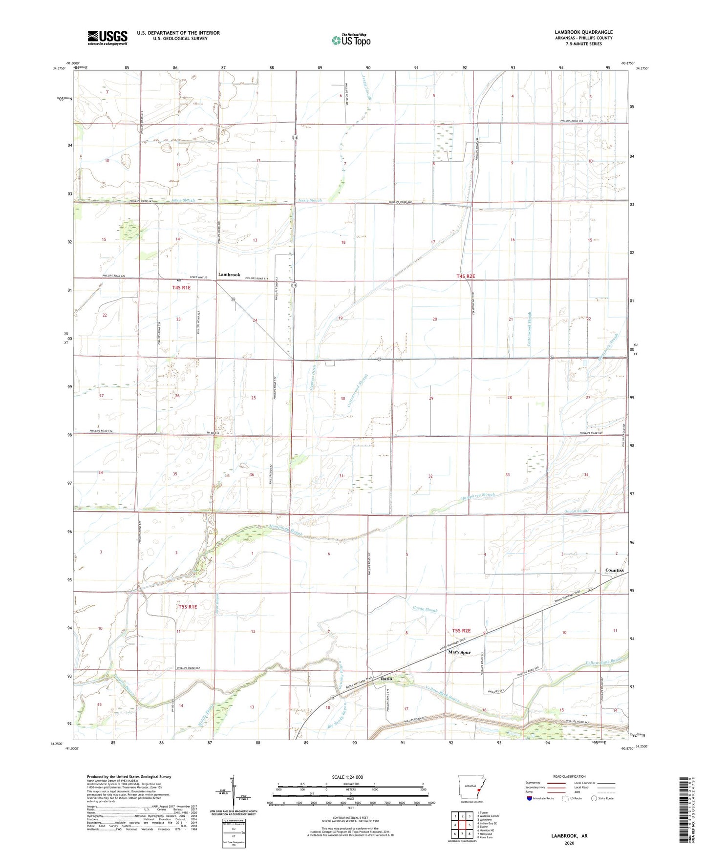 Lambrook Arkansas US Topo Map Image