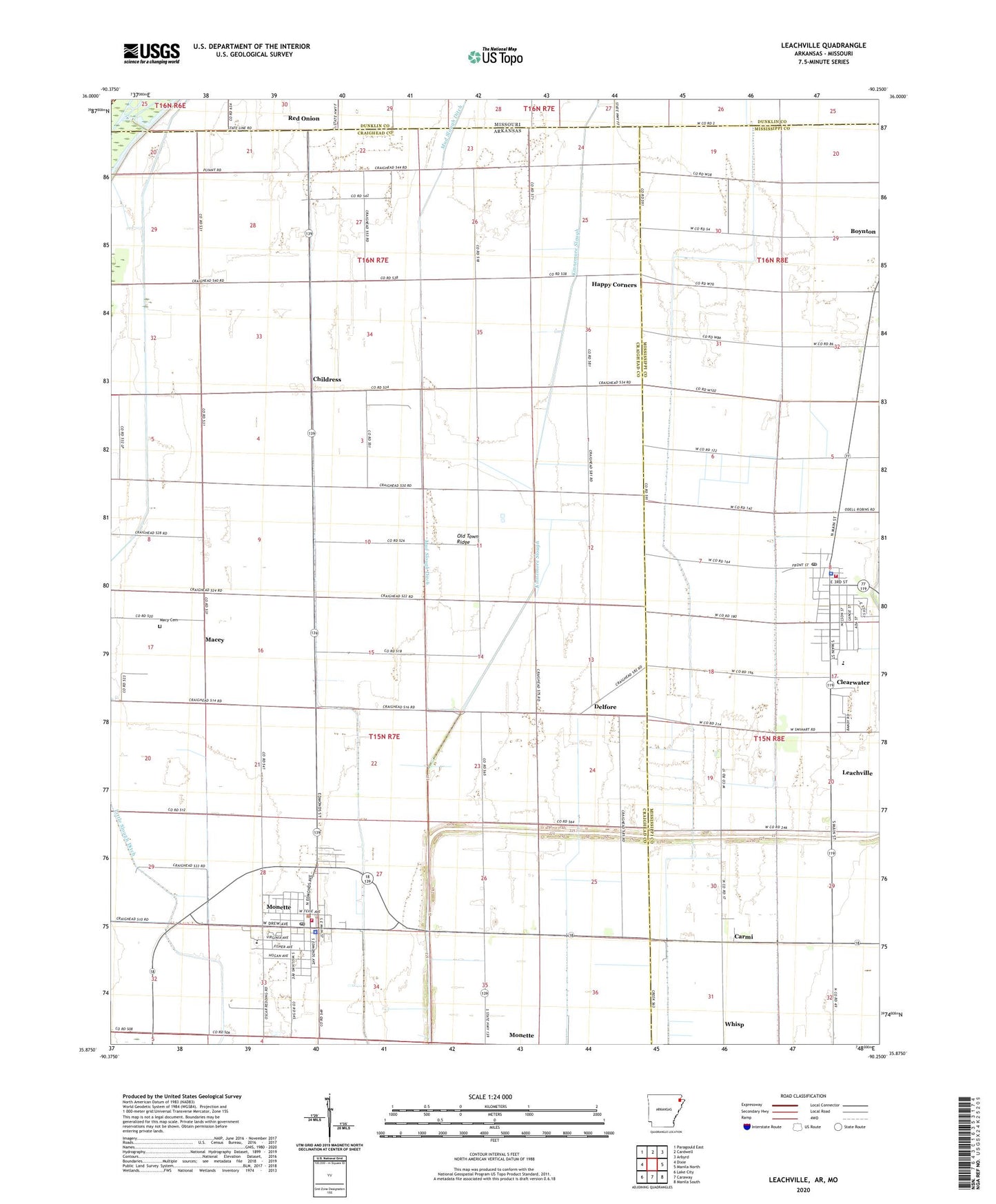 Leachville Arkansas US Topo Map Image