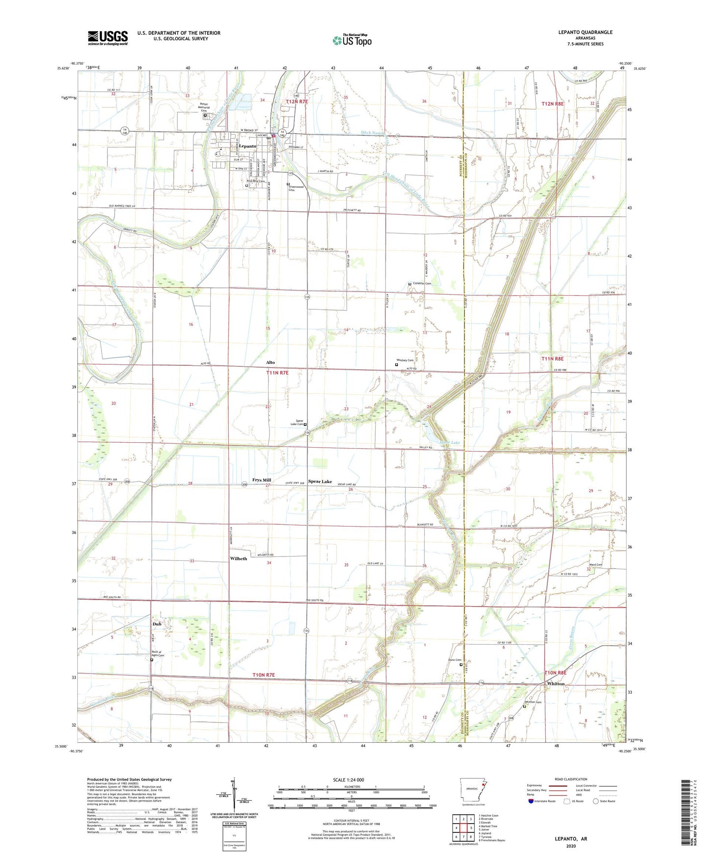 Lepanto Arkansas US Topo Map Image