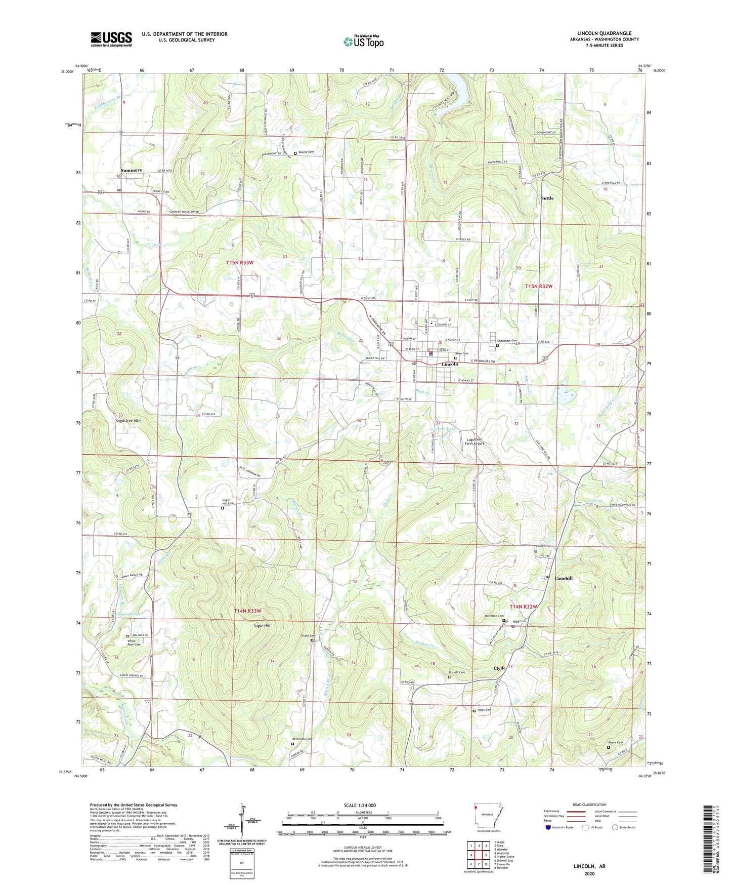 Lincoln Arkansas US Topo Map Image