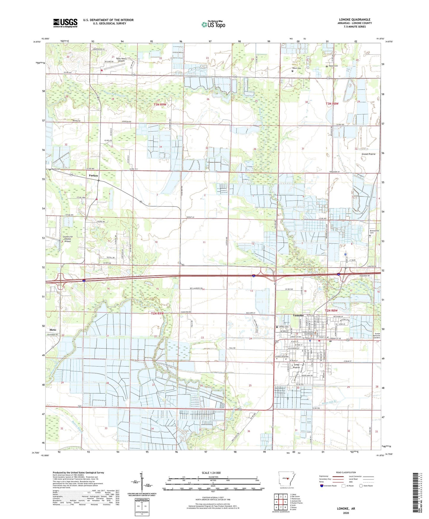 Lonoke Arkansas US Topo Map Image