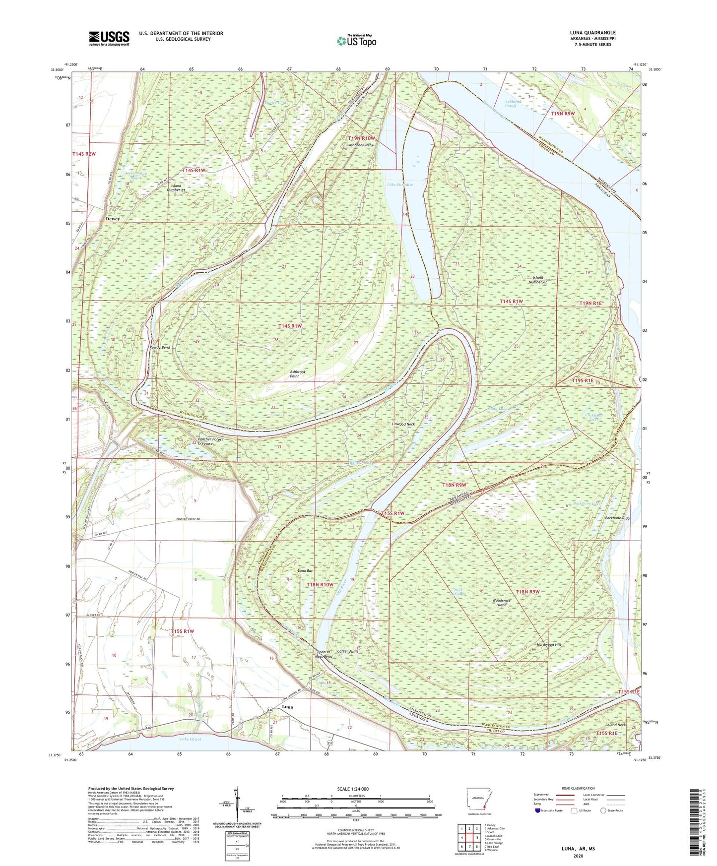 Luna Arkansas US Topo Map Image