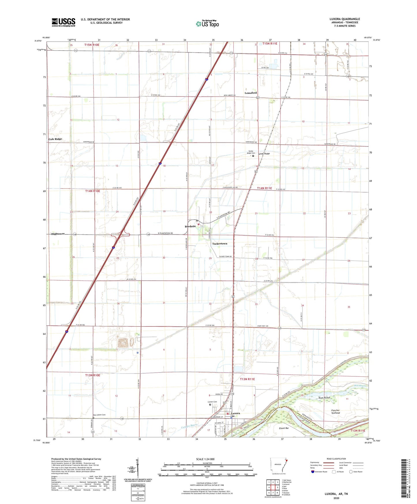 Luxora Arkansas US Topo Map Image