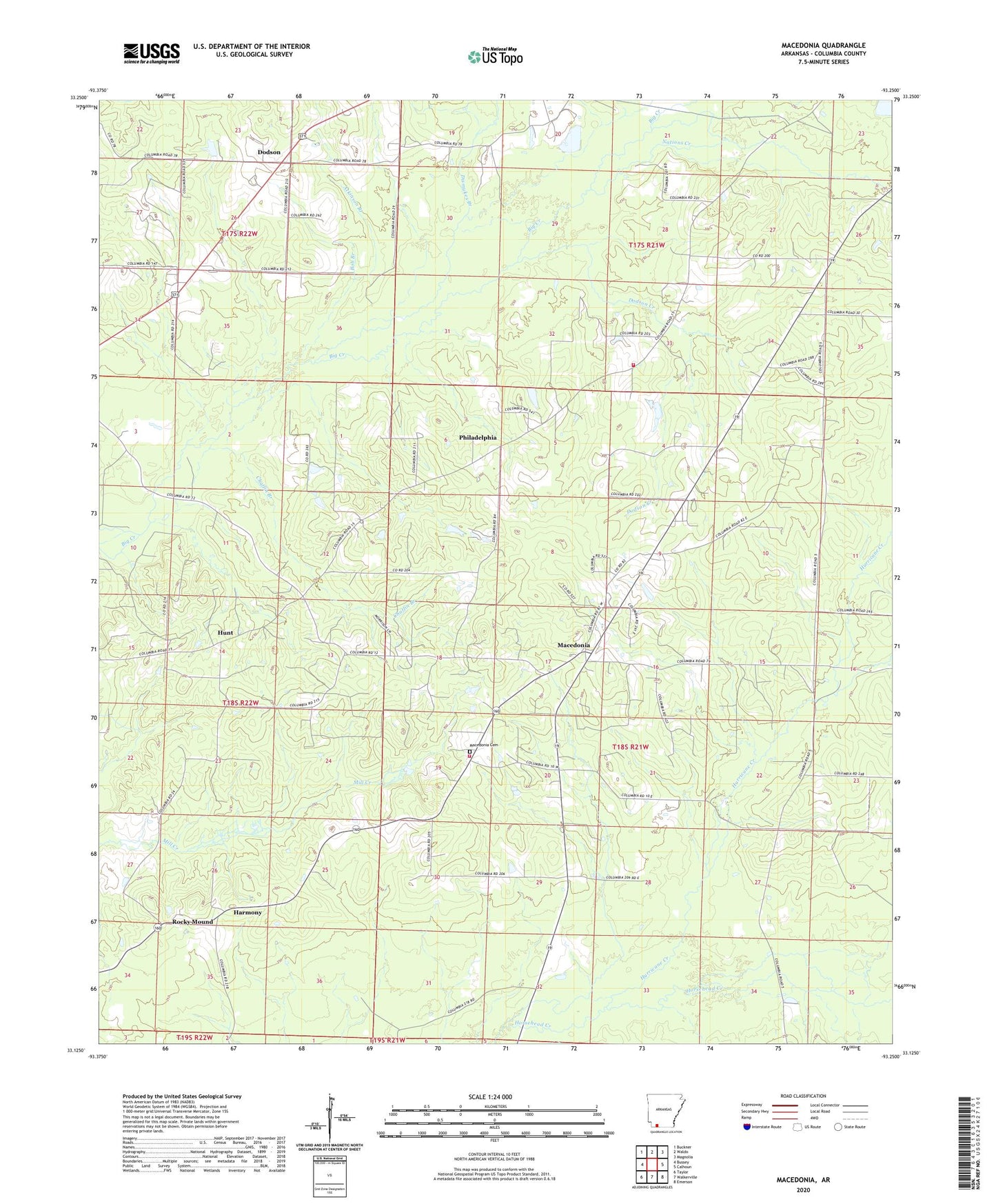 Macedonia Arkansas US Topo Map Image