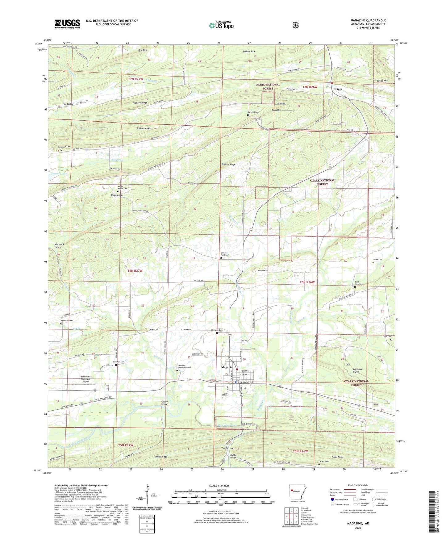 Magazine Arkansas US Topo Map Image