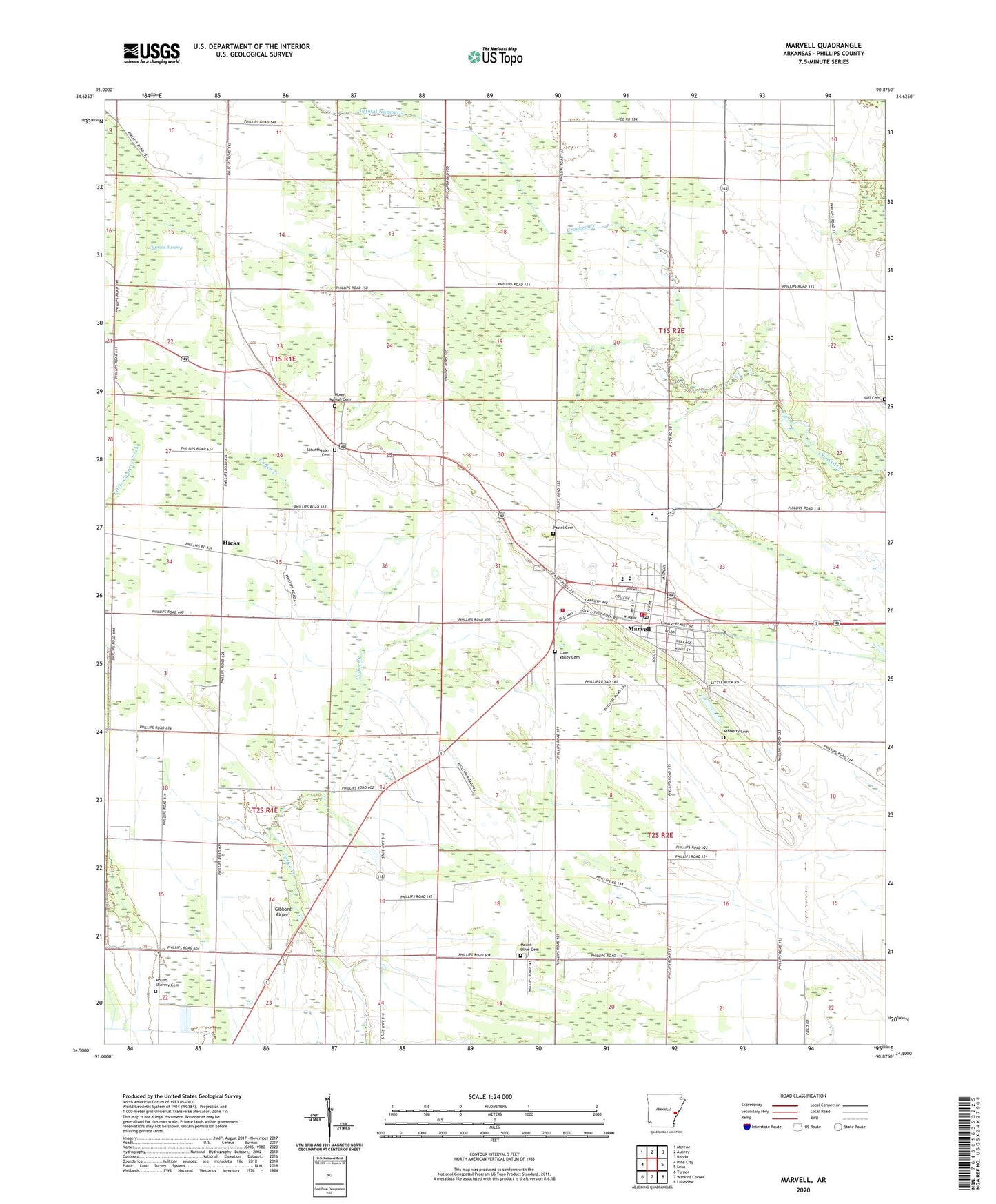 Marvell Arkansas US Topo Map Image