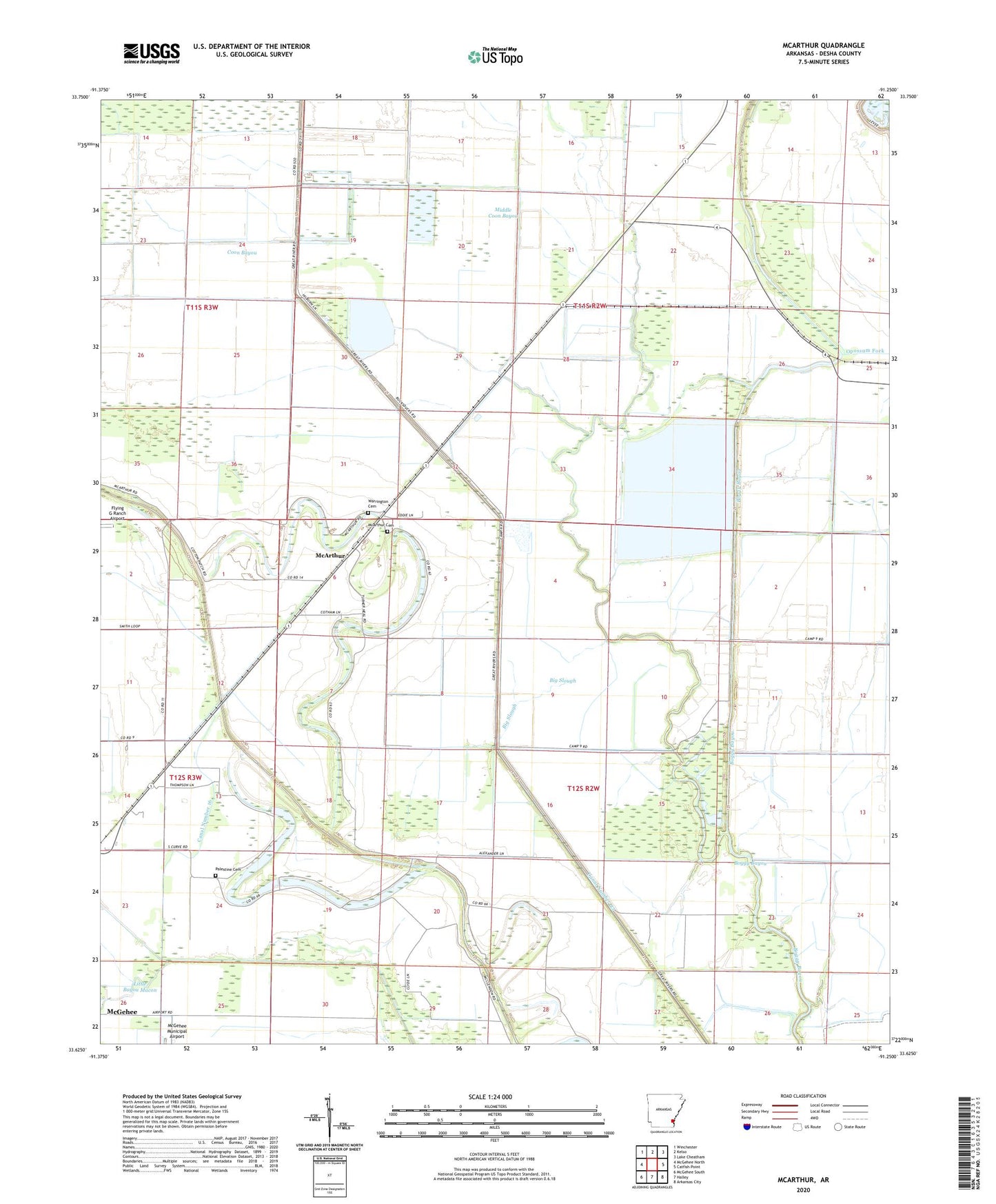 McArthur Arkansas US Topo Map Image