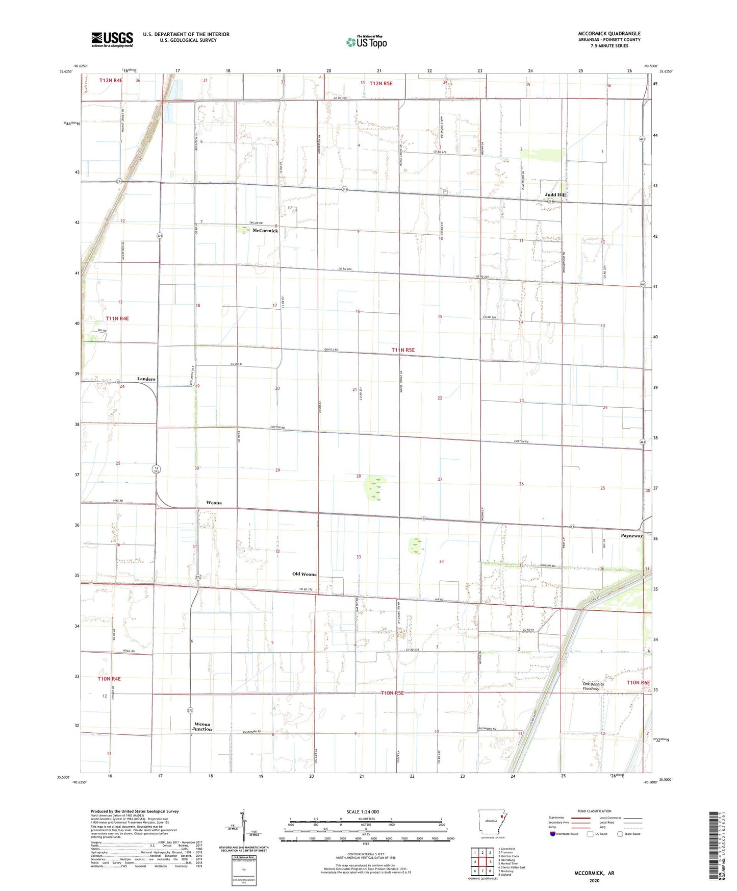 McCormick Arkansas US Topo Map Image