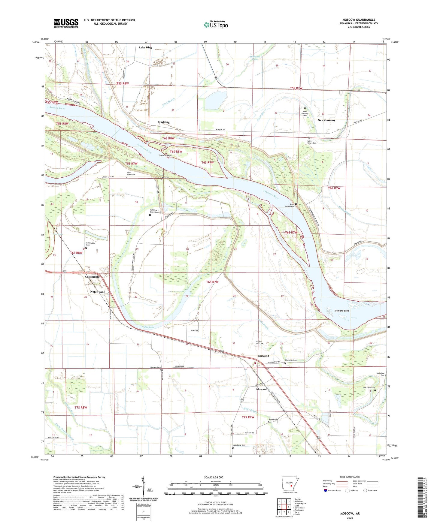 Moscow Arkansas US Topo Map Image
