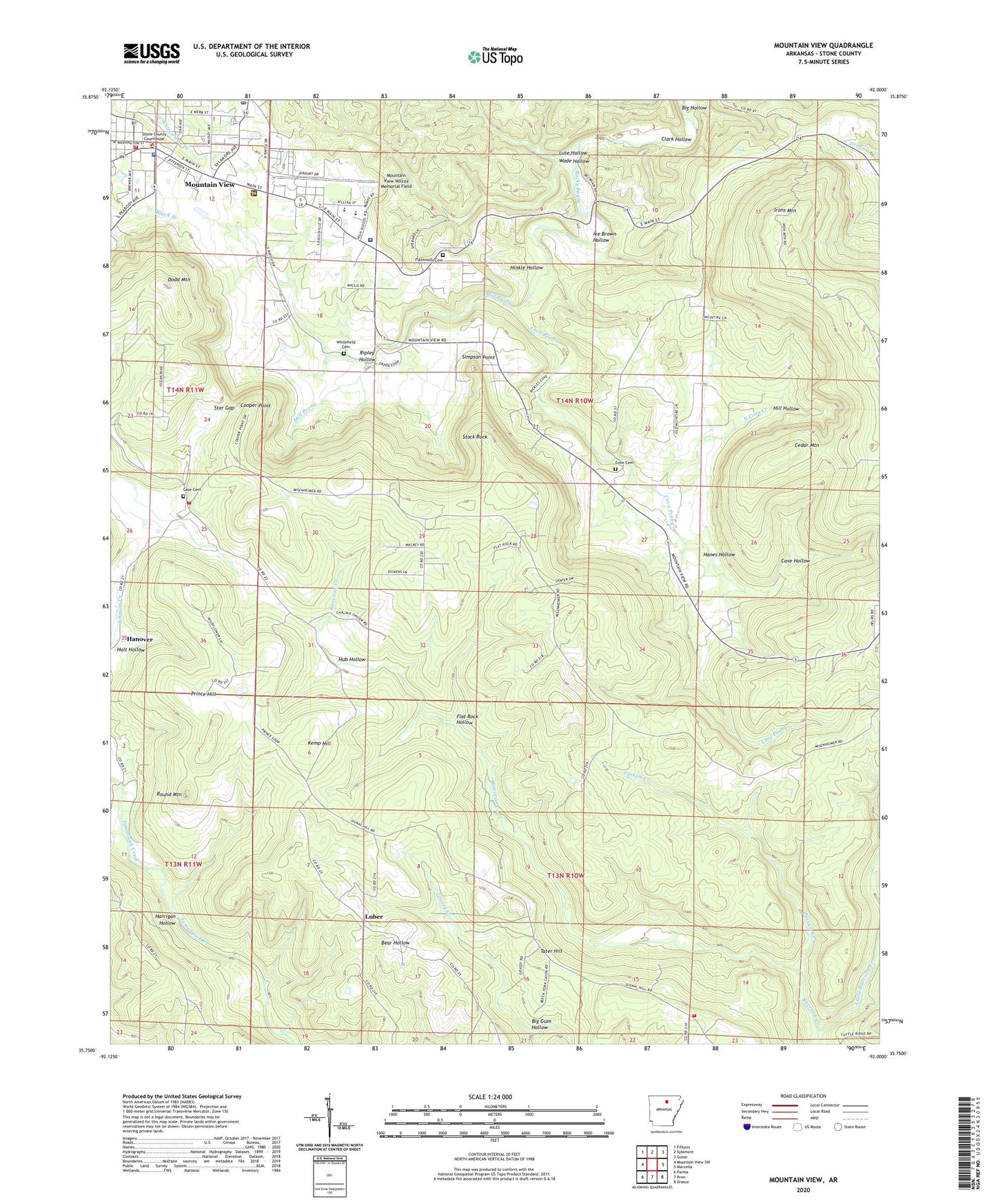 Mountain View Arkansas US Topo Map Image