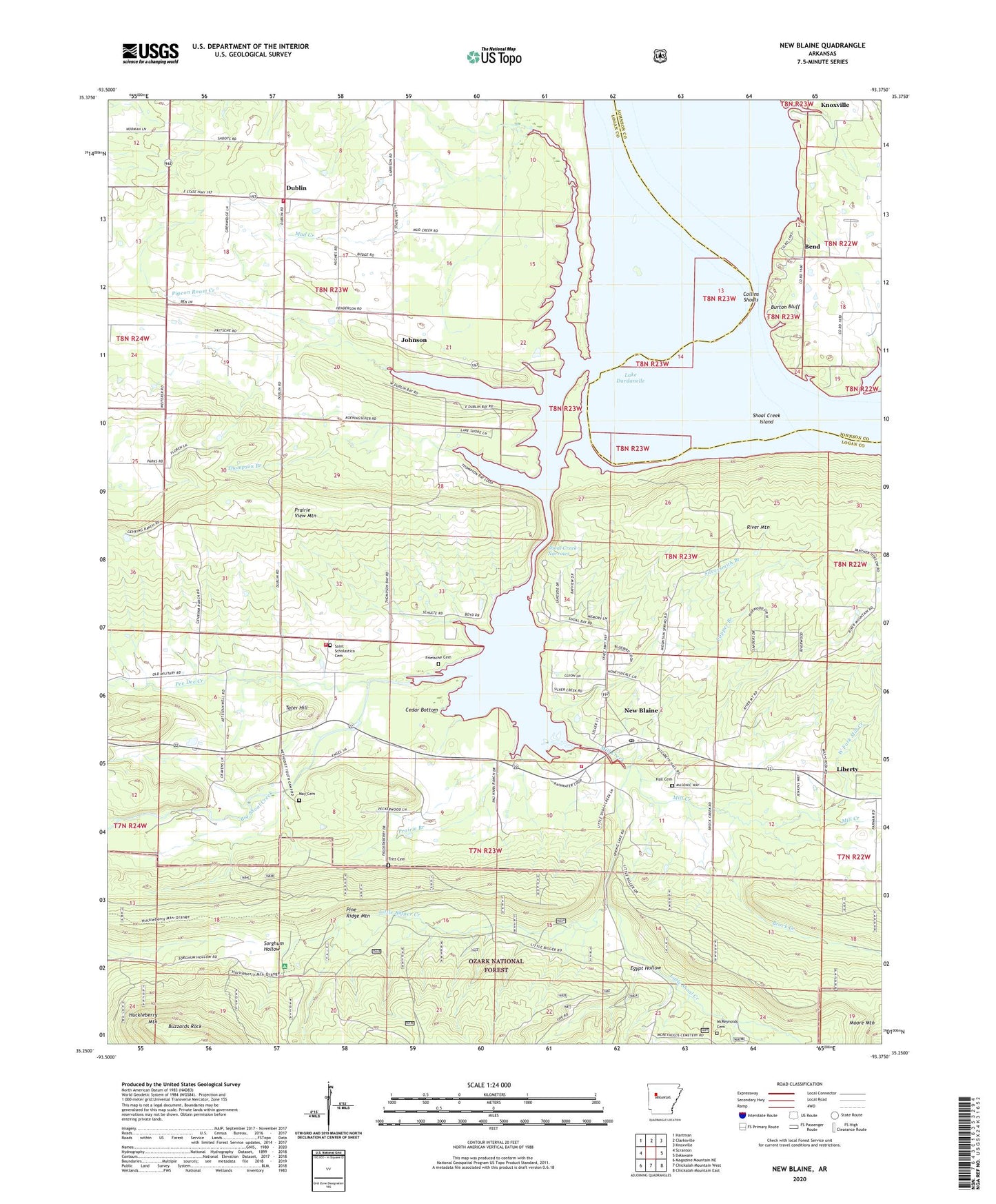 New Blaine Arkansas US Topo Map Image