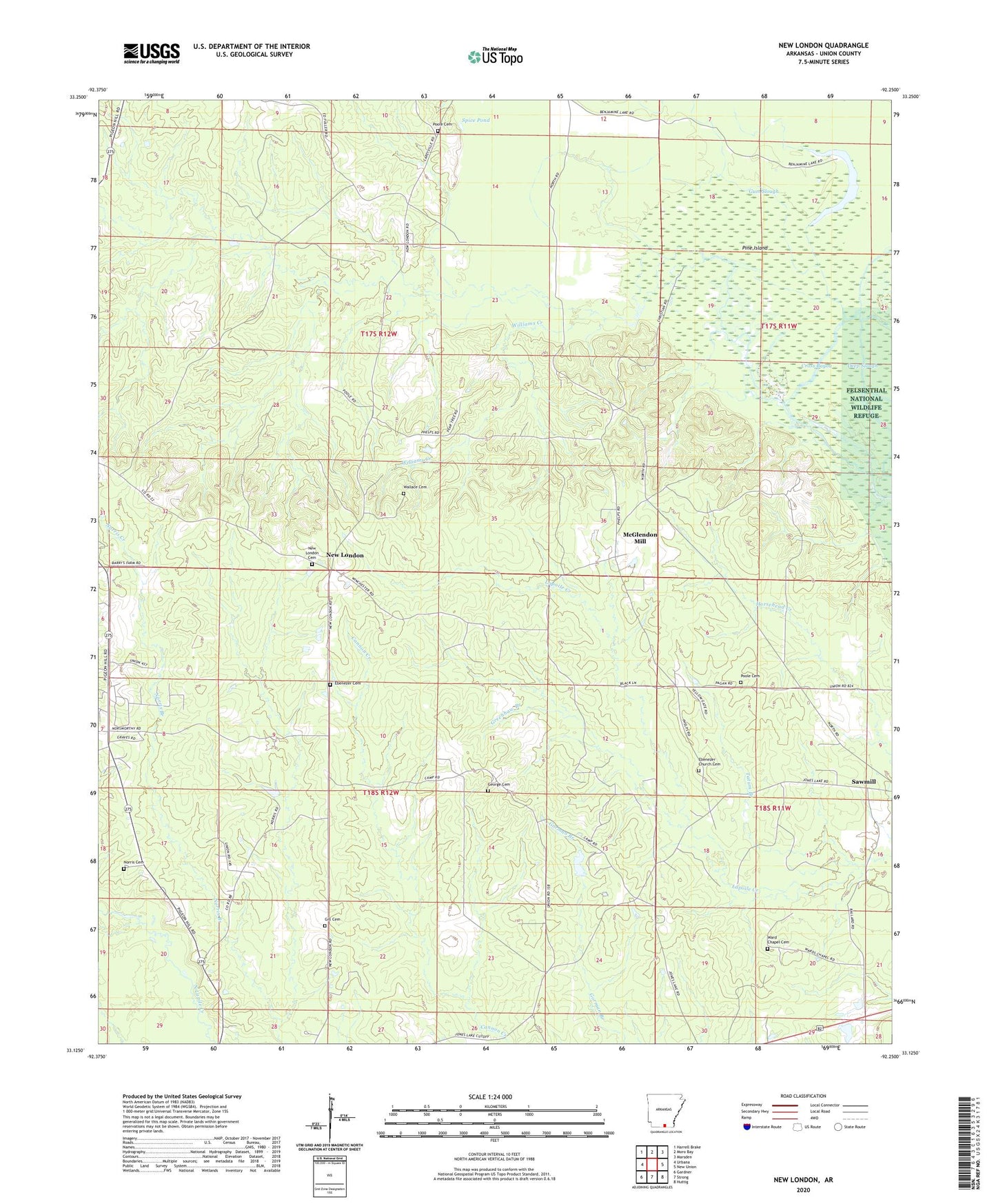 New London Arkansas US Topo Map Image