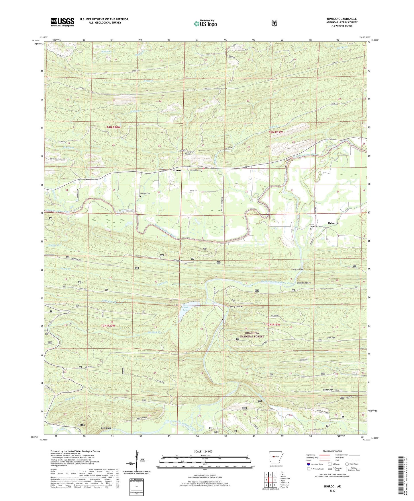 Nimrod Arkansas US Topo Map Image