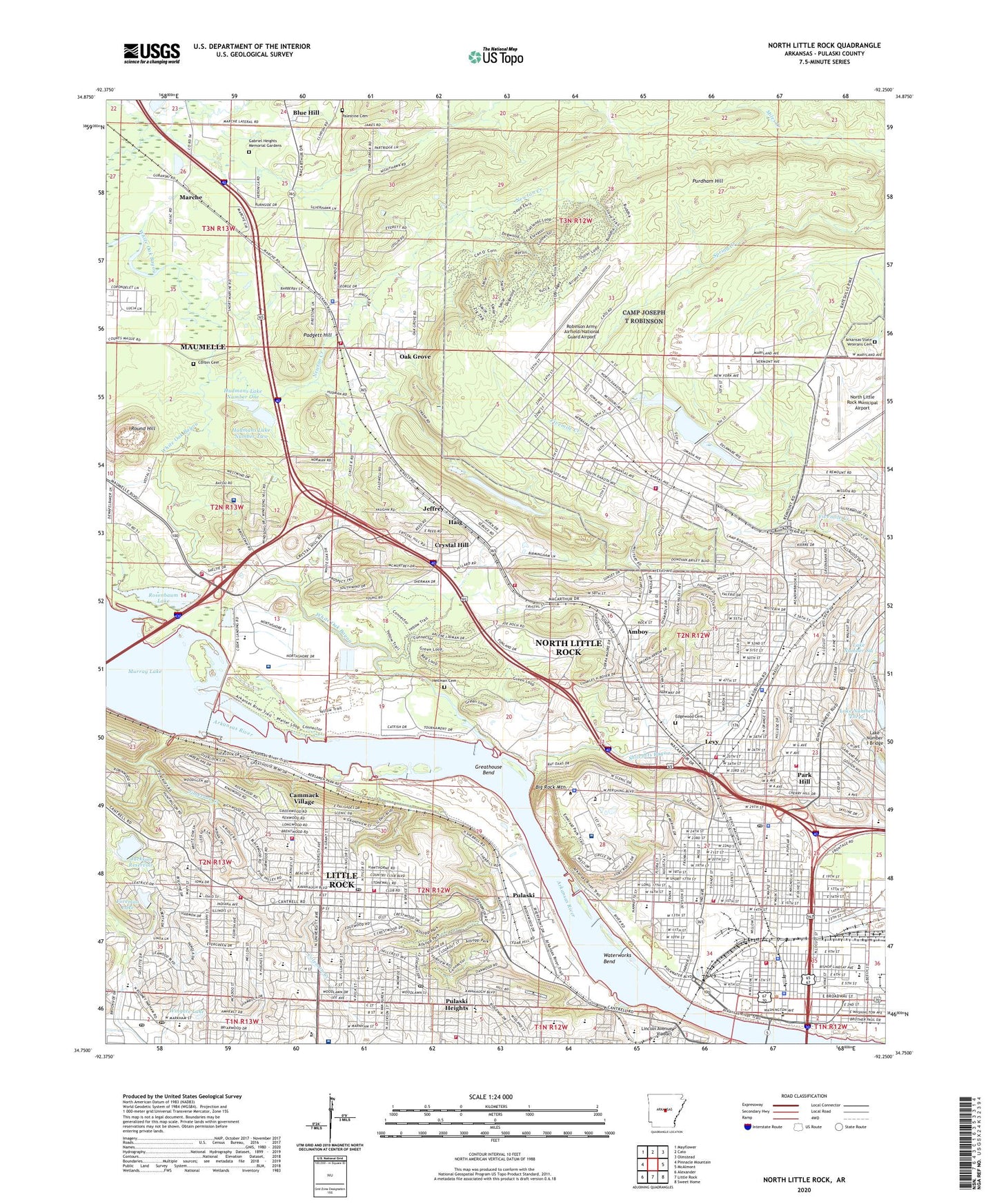 North Little Rock Arkansas US Topo Map Image