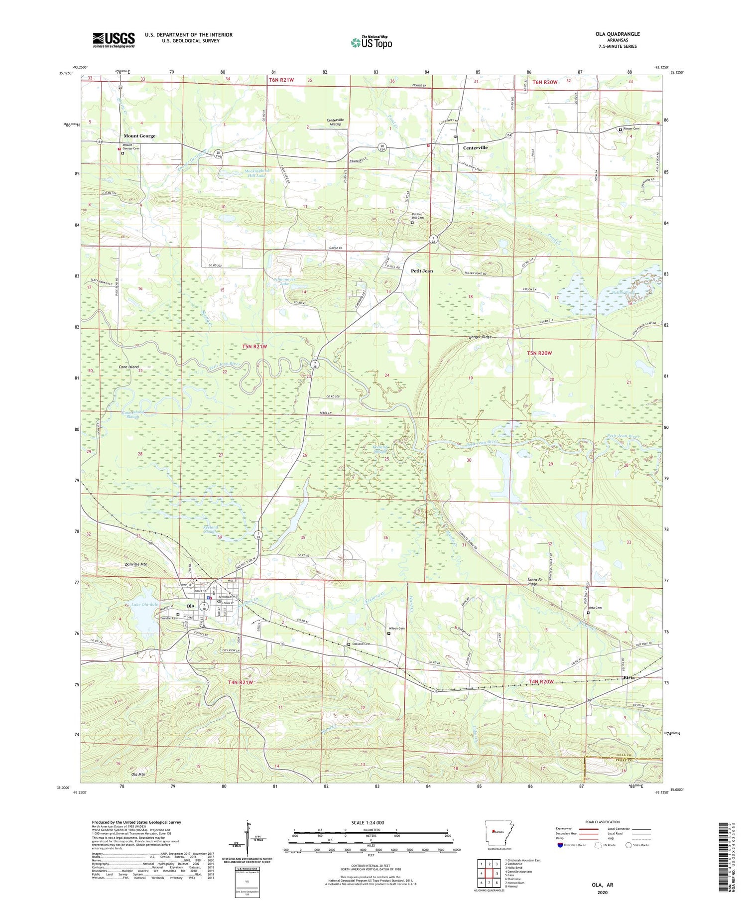 Ola Arkansas US Topo Map Image