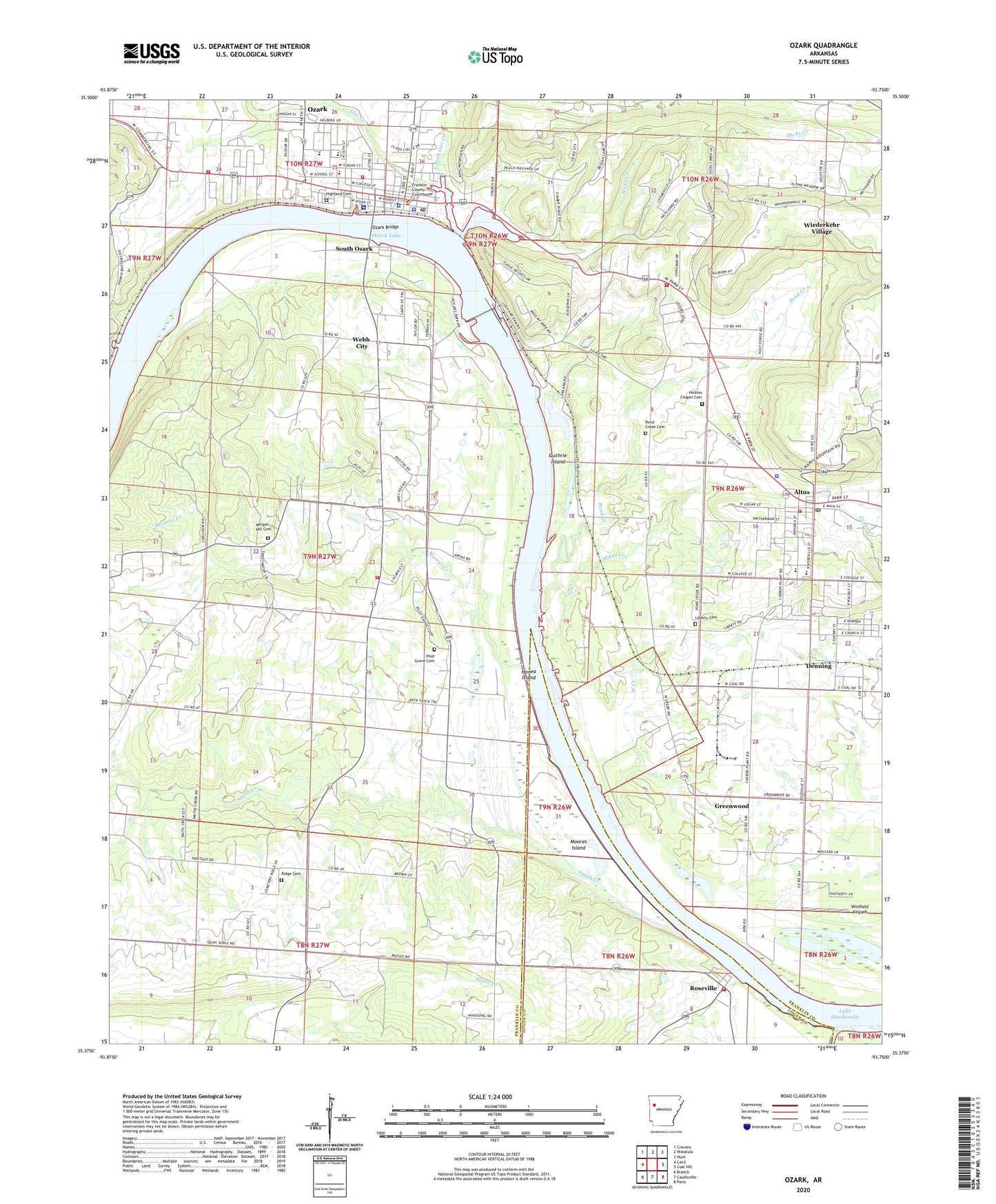 Ozark Arkansas US Topo Map Image
