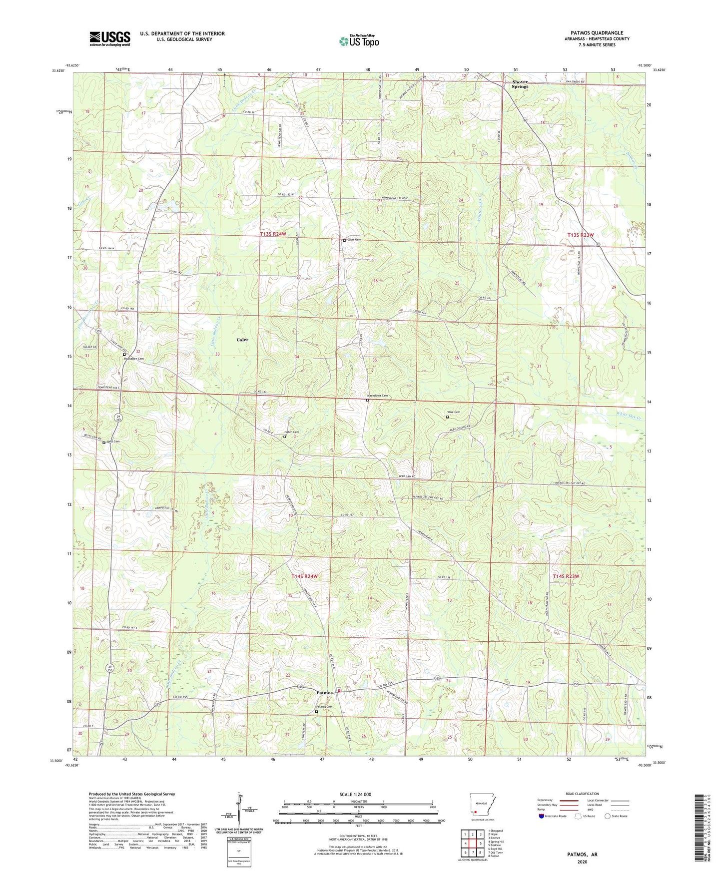 Patmos Arkansas US Topo Map Image