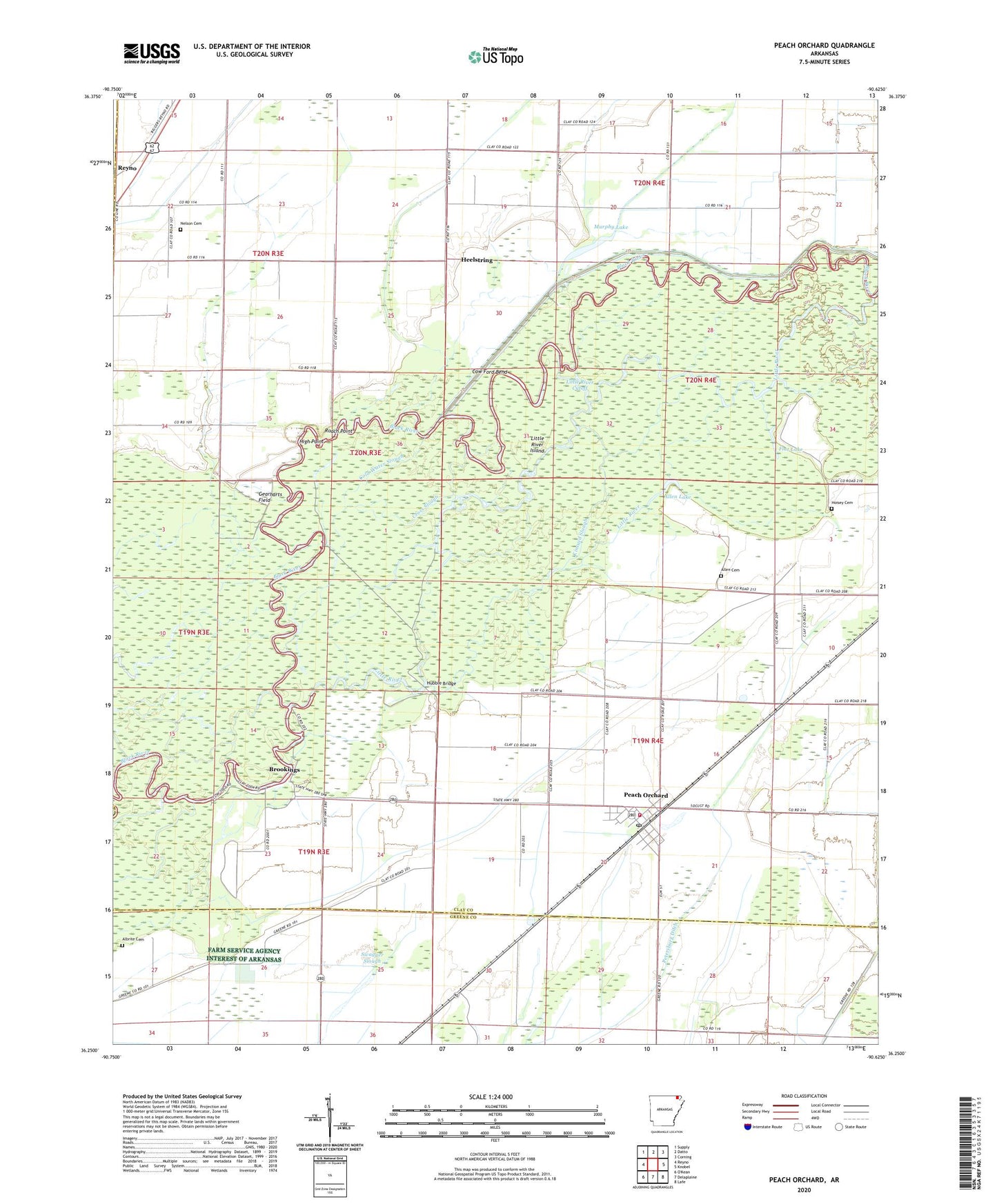 Peach Orchard Arkansas US Topo Map Image