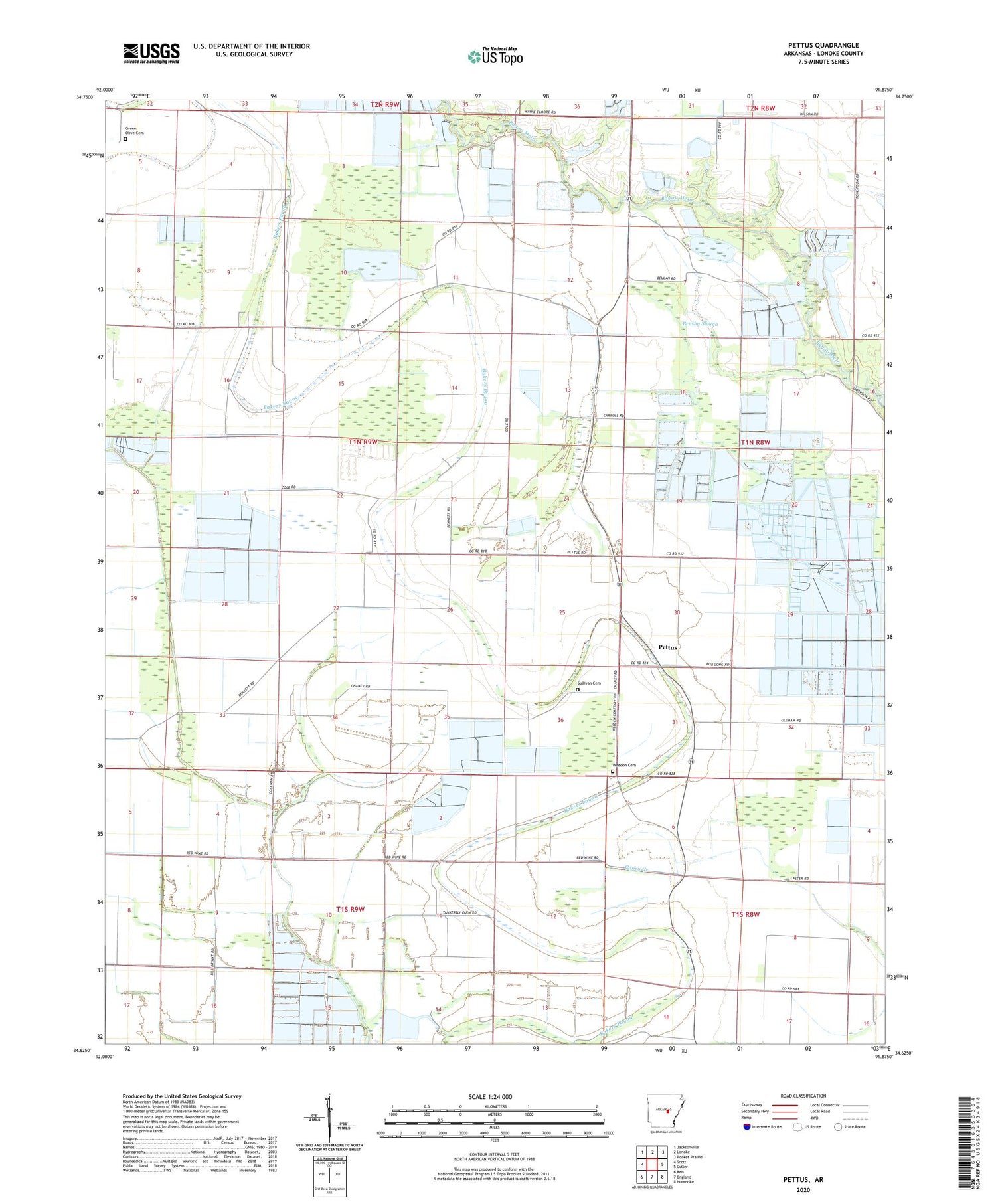 Pettus Arkansas US Topo Map Image