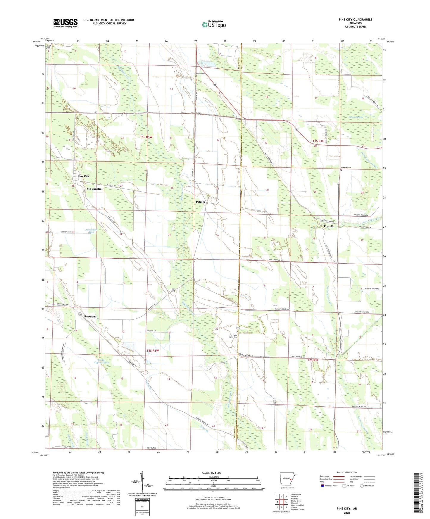 Pine City Arkansas US Topo Map Image
