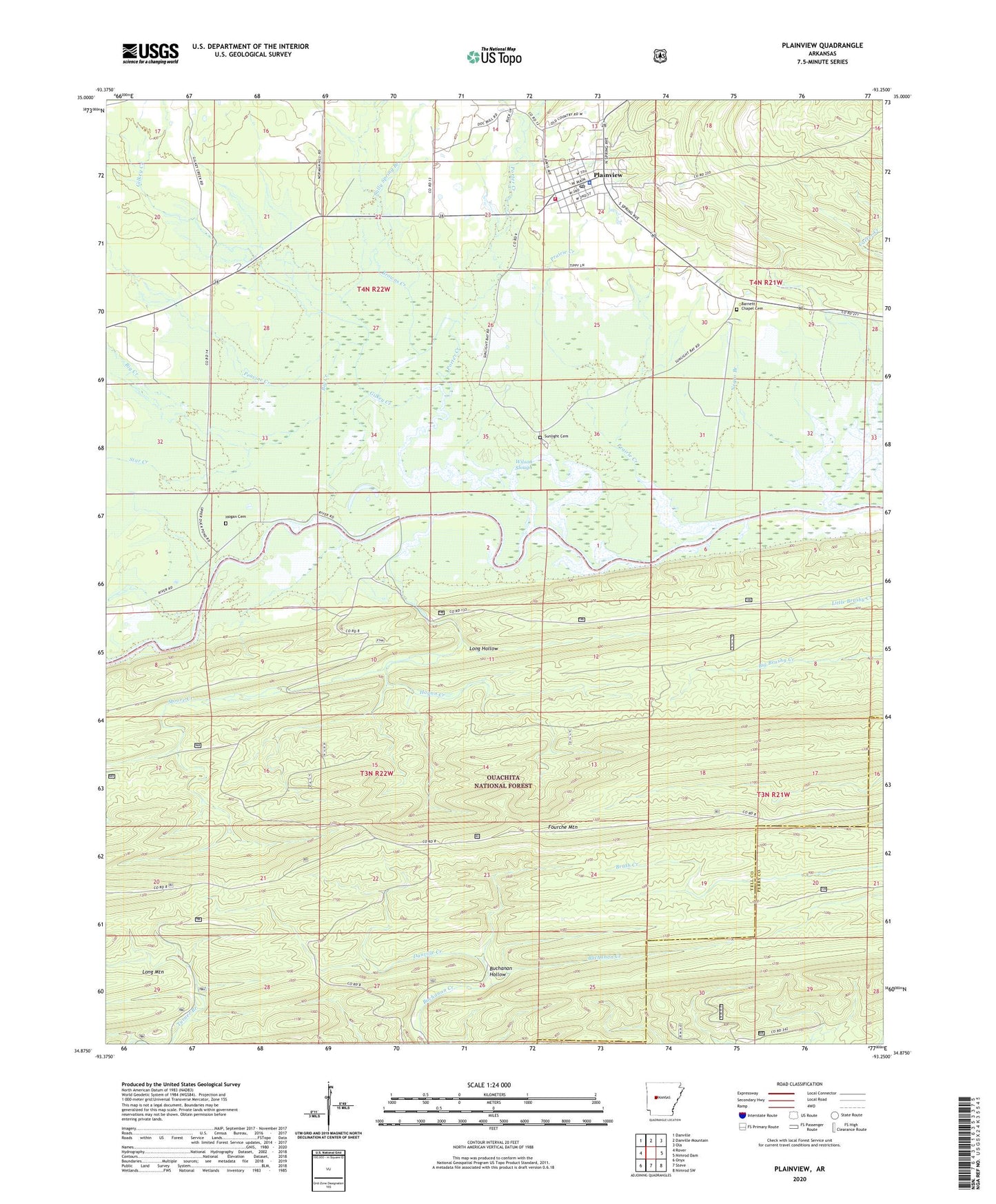 Plainview Arkansas US Topo Map Image