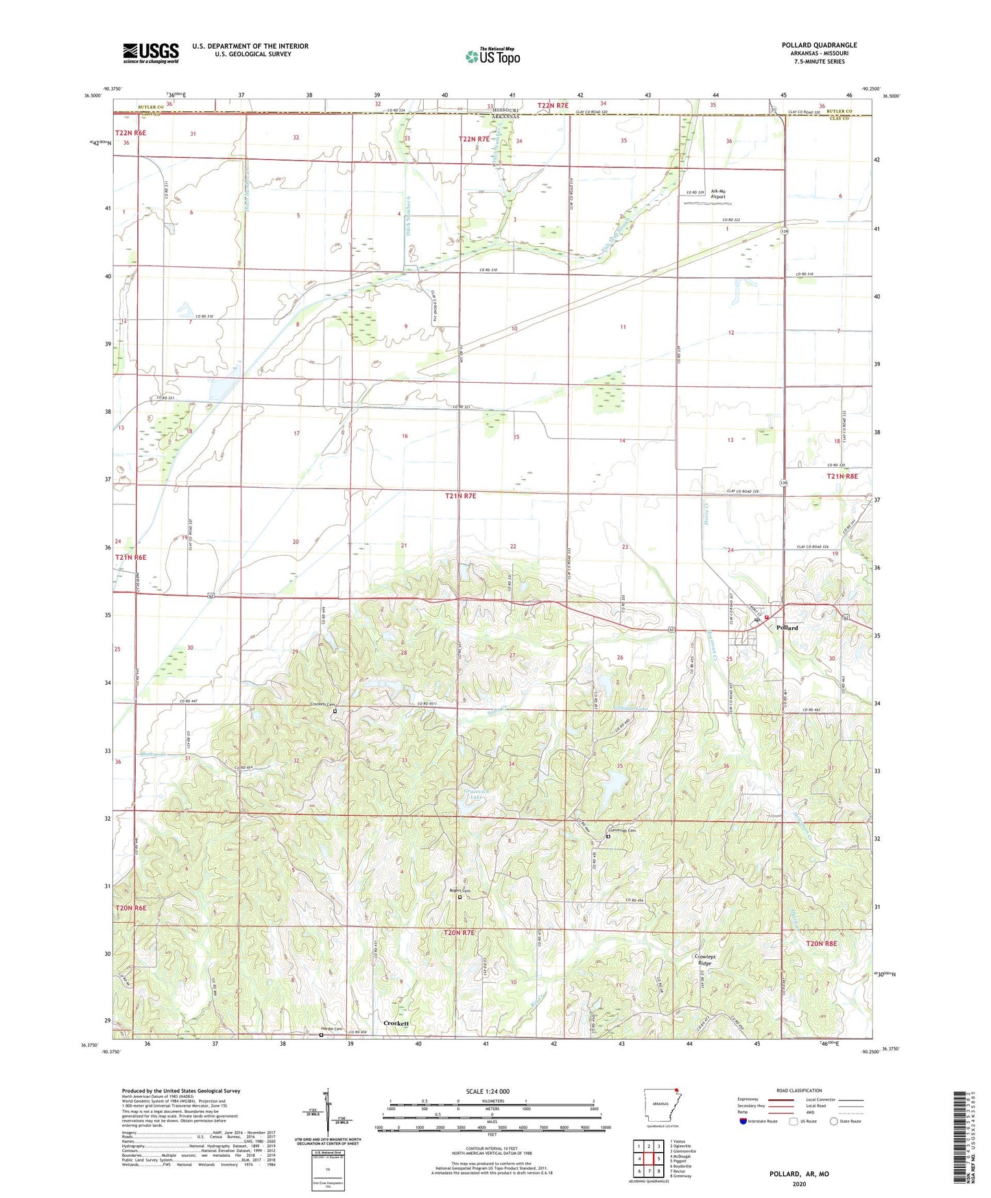 Pollard Arkansas US Topo Map Image