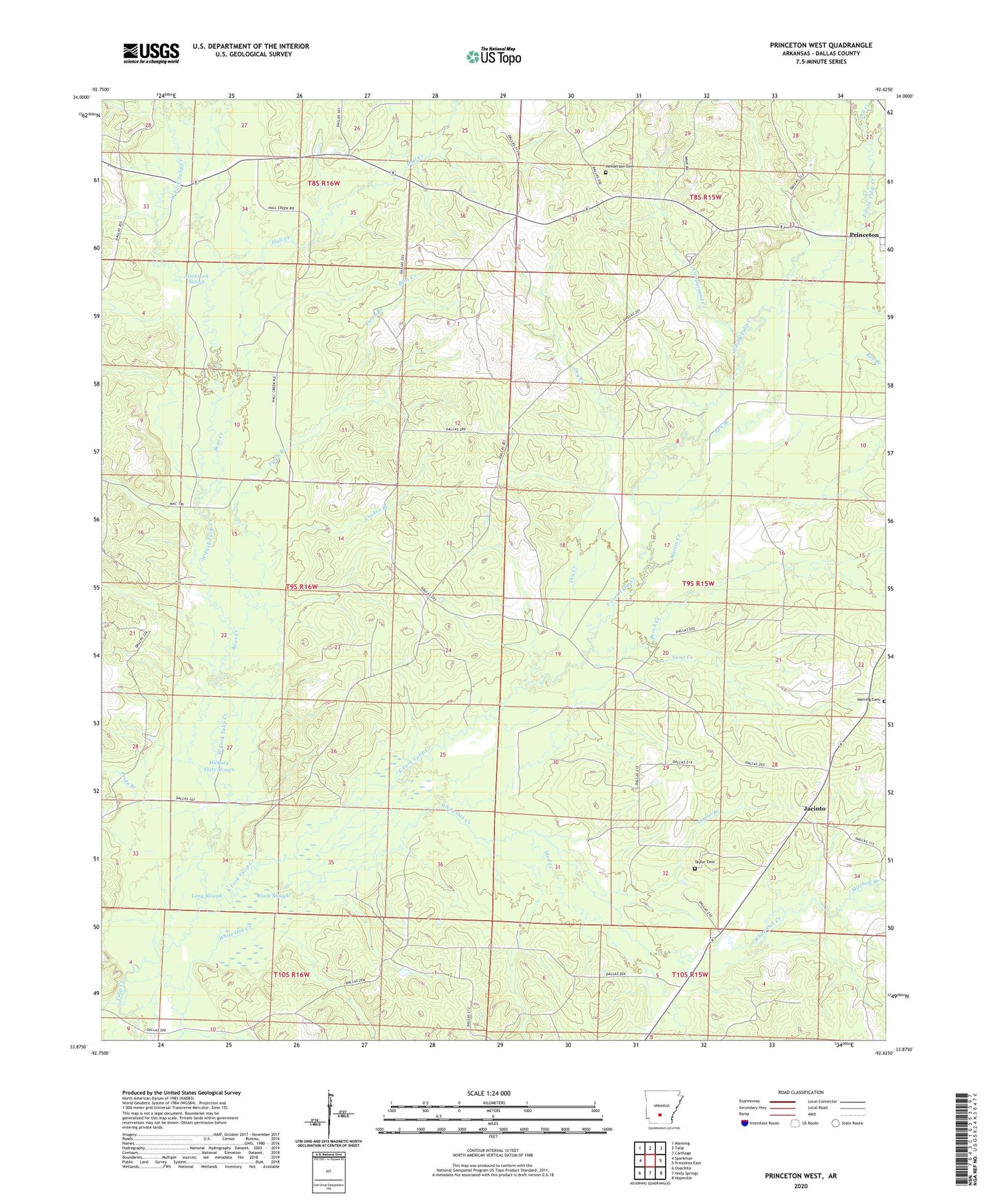 Princeton West Arkansas US Topo Map Image