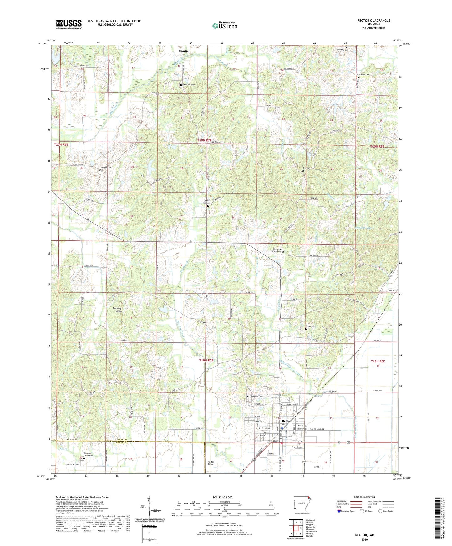 Rector Arkansas US Topo Map Image