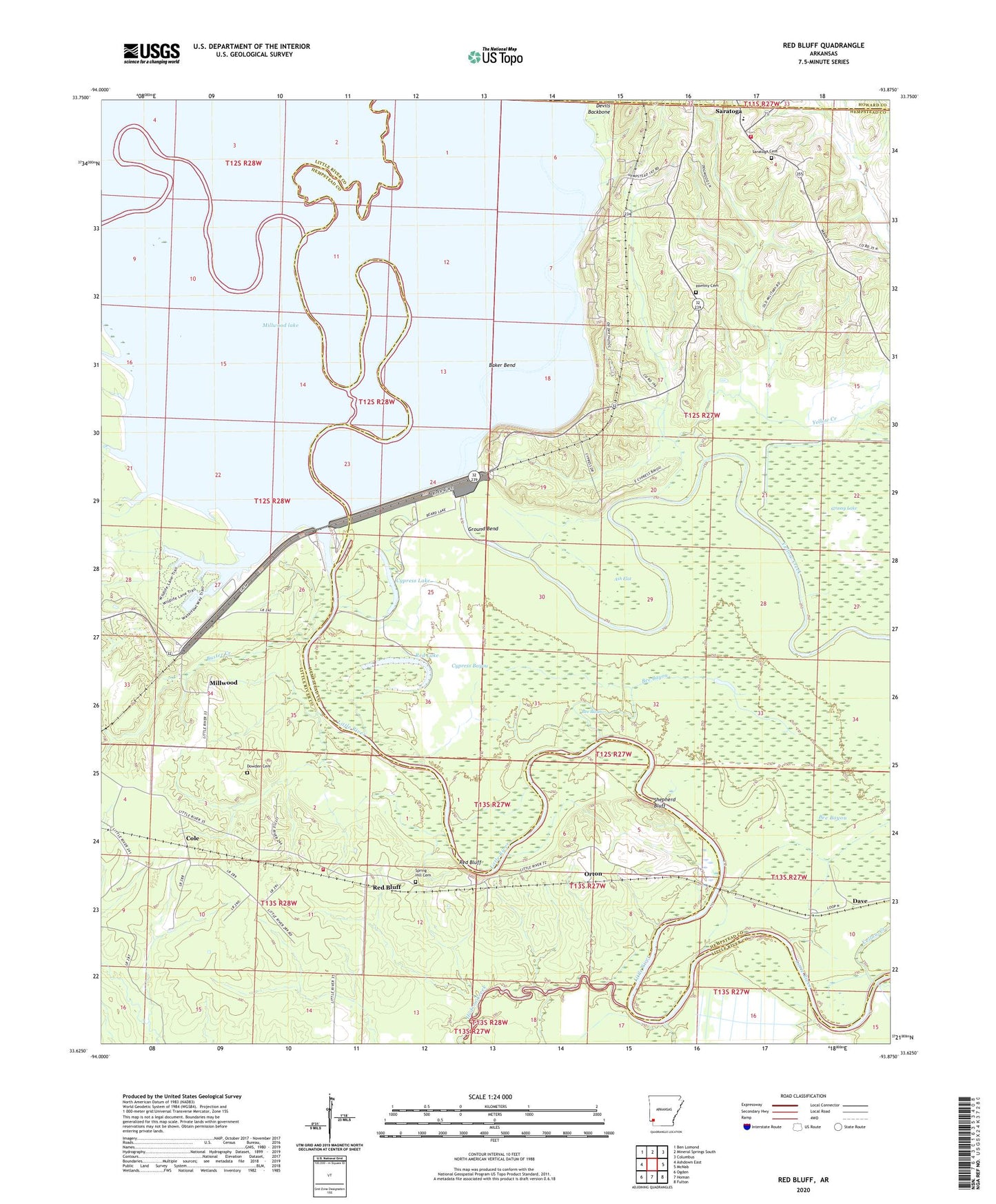 Red Bluff Arkansas US Topo Map Image