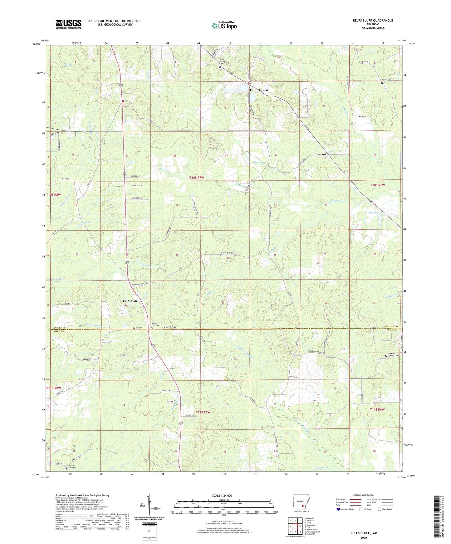 Relfs Bluff Arkansas US Topo Map Image