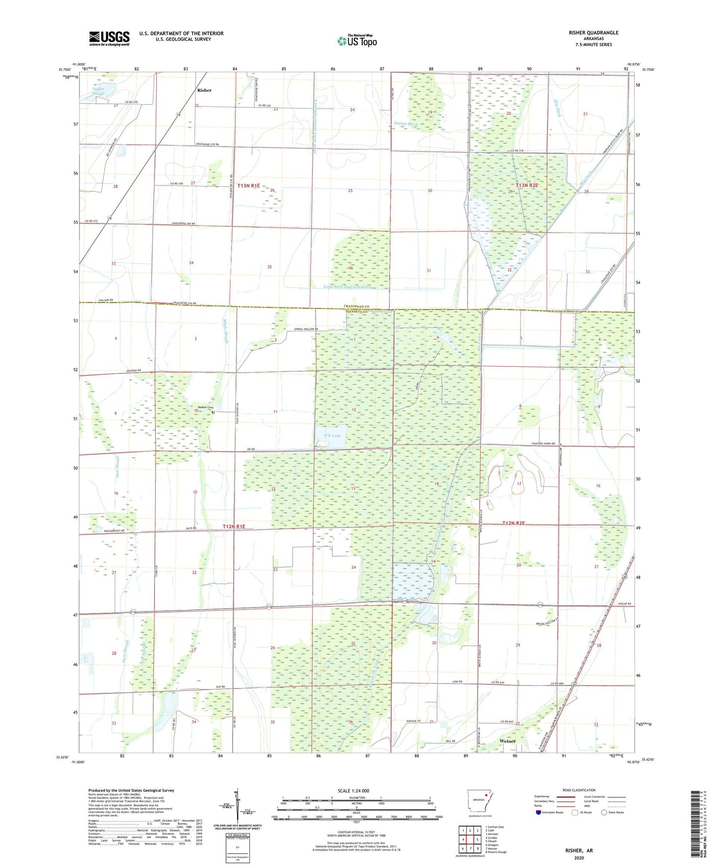 Risher Arkansas US Topo Map Image